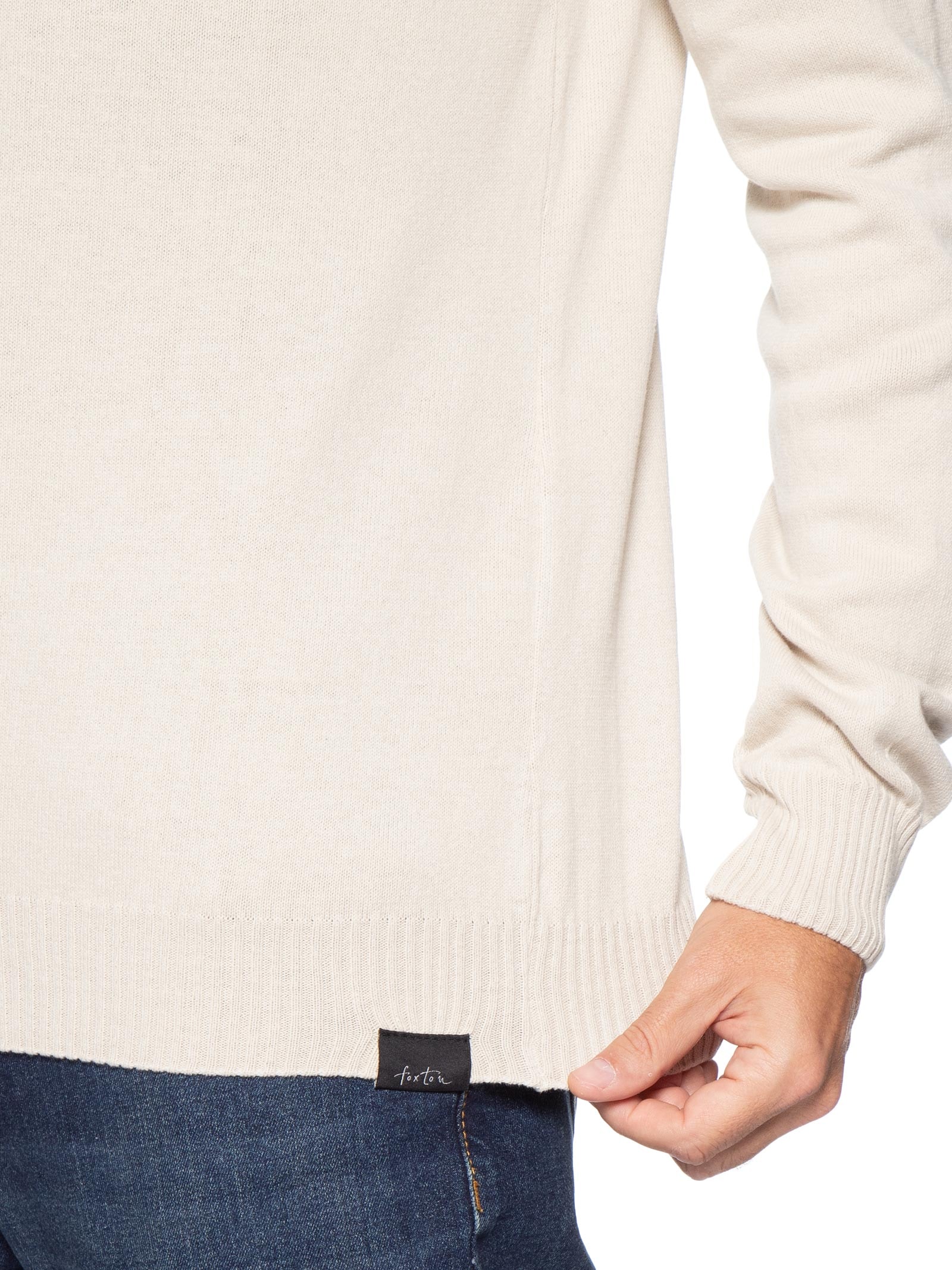 Casaco Masculino Tricot Básico Bege Foxton
