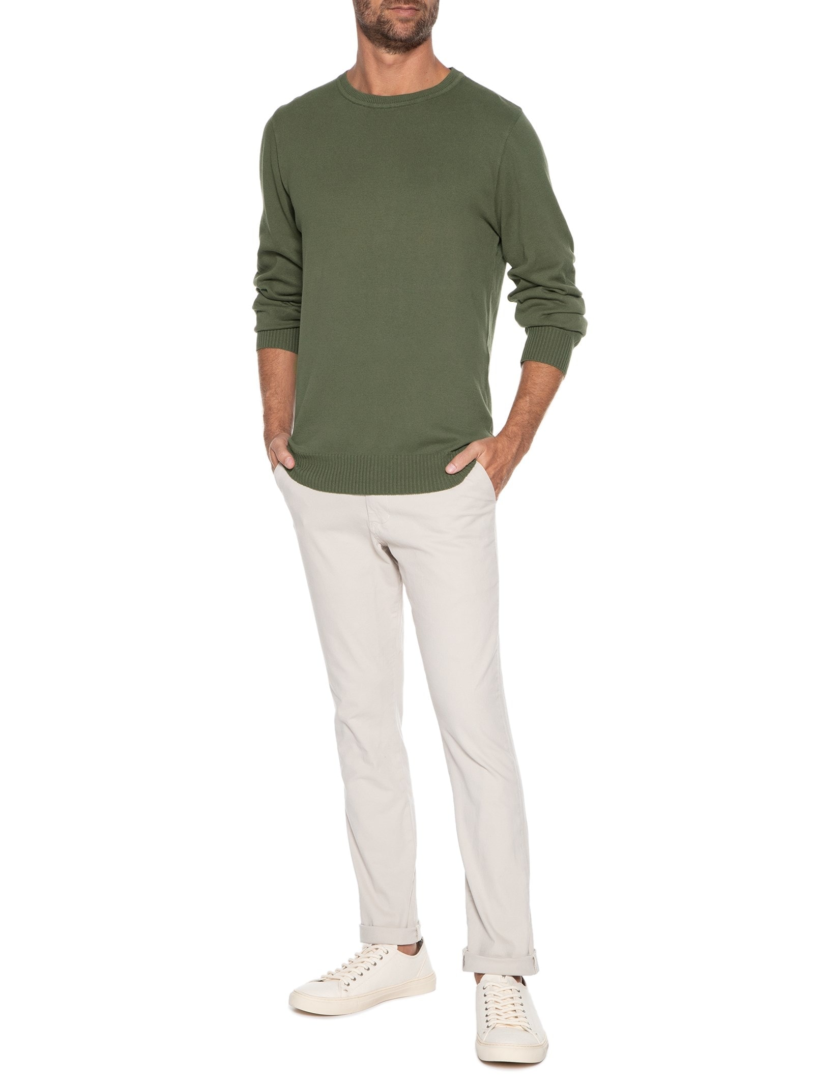 Casaco Masculino Tricot Básico Verde Foxton