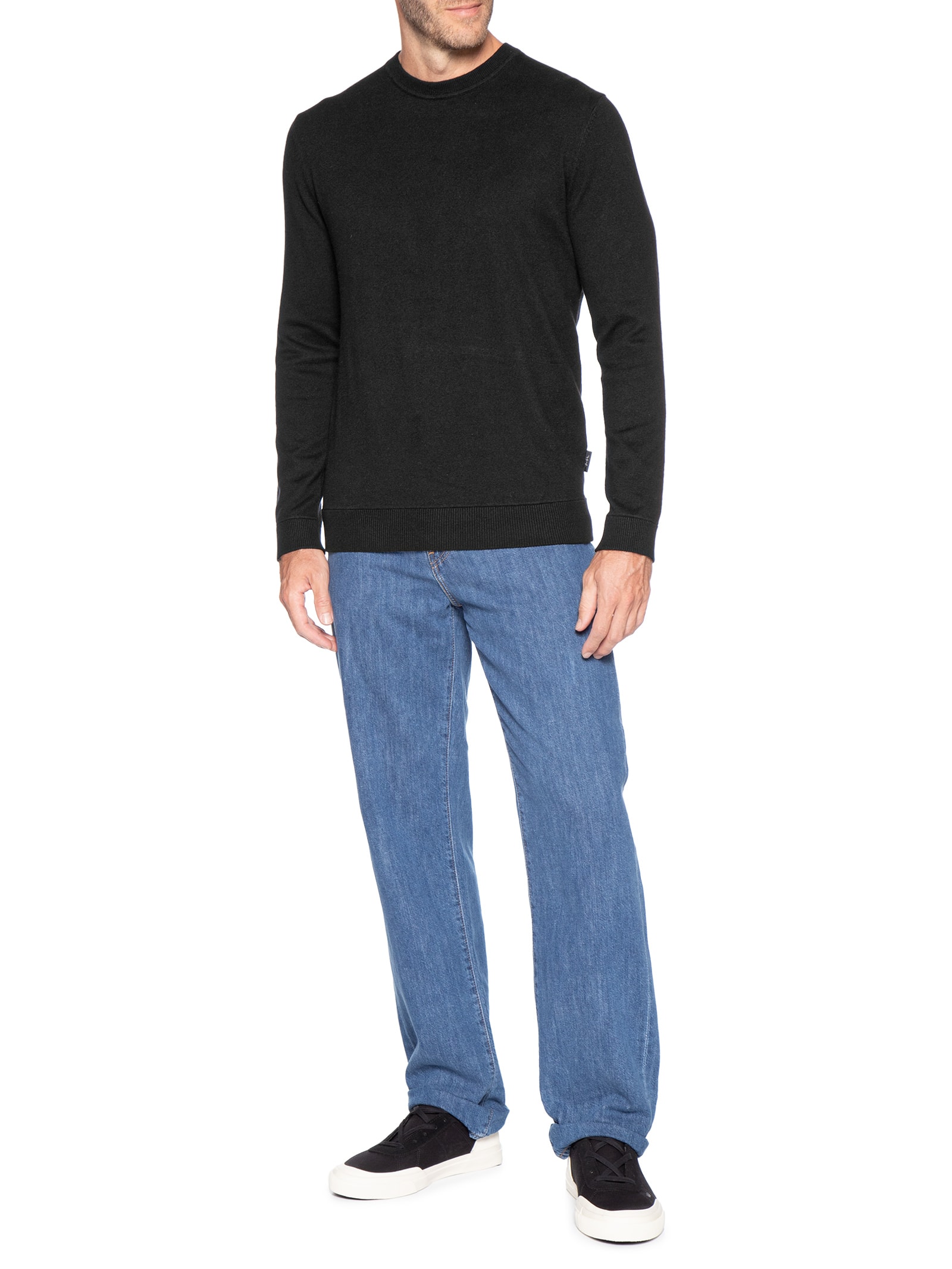 Casaco Masculino Tricot Cotton Cashmere Preto Foxton