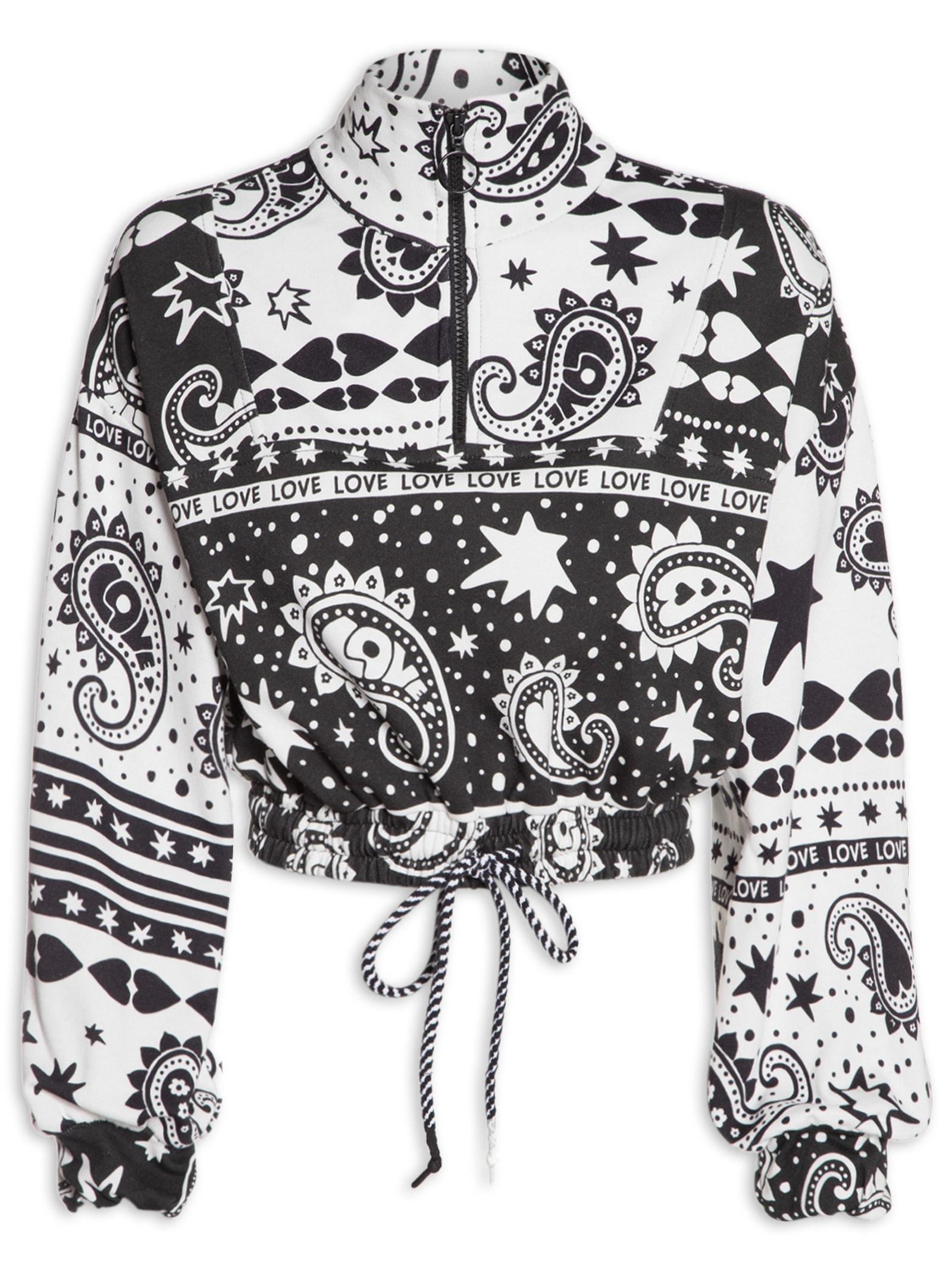 Casaco Moletom Estampa Paisley Love Preto Dress To