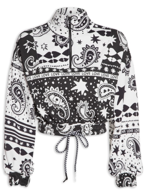 Casaco Moletom Estampa Paisley Love – Preto