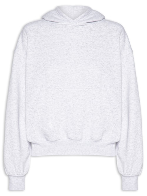 Casaco Moletom Feminino Boxy Fleece Hoodie - Cinza