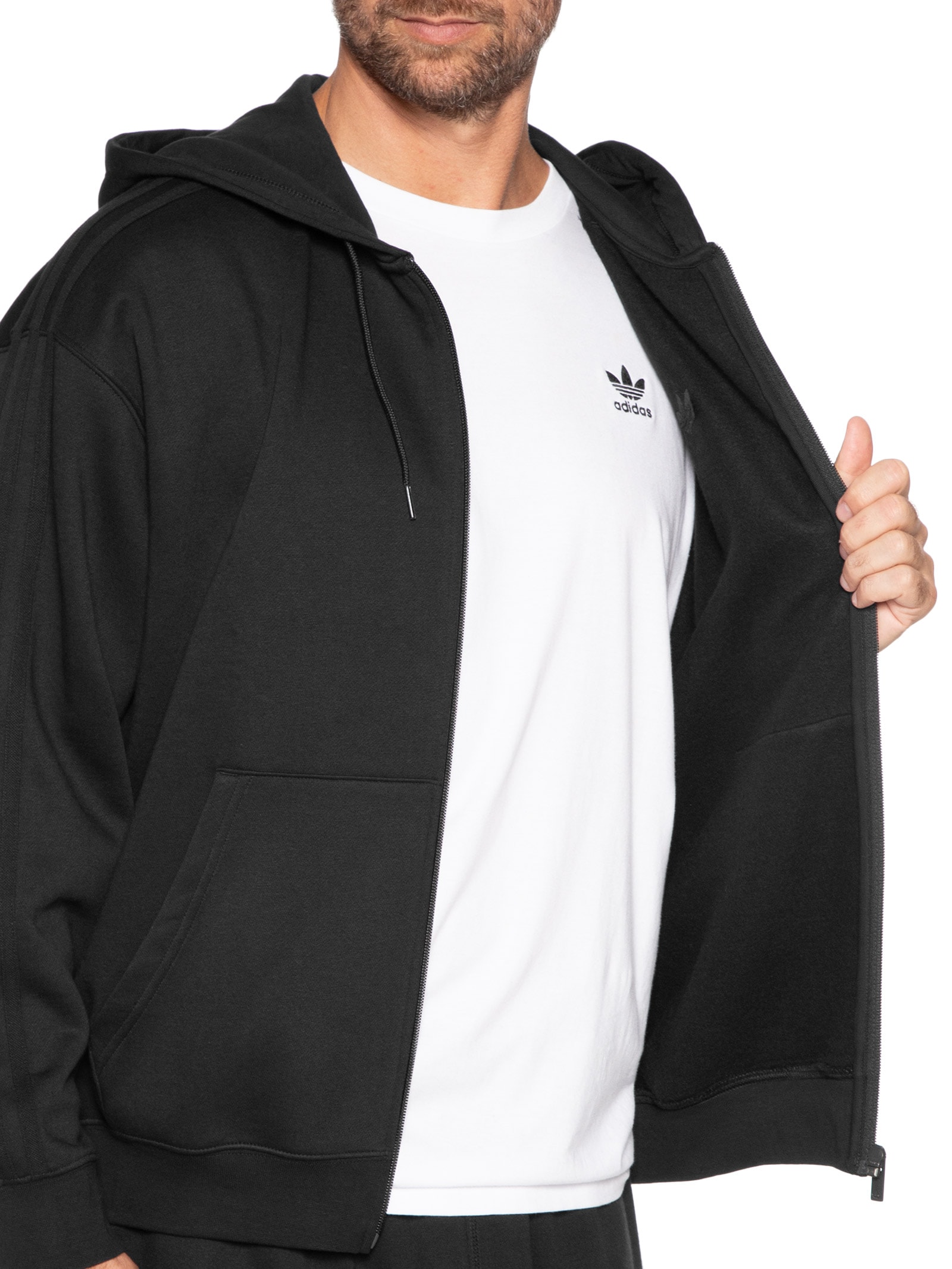 Casaco Moletom Masculino 3 Stripes Preto Adidas Originals