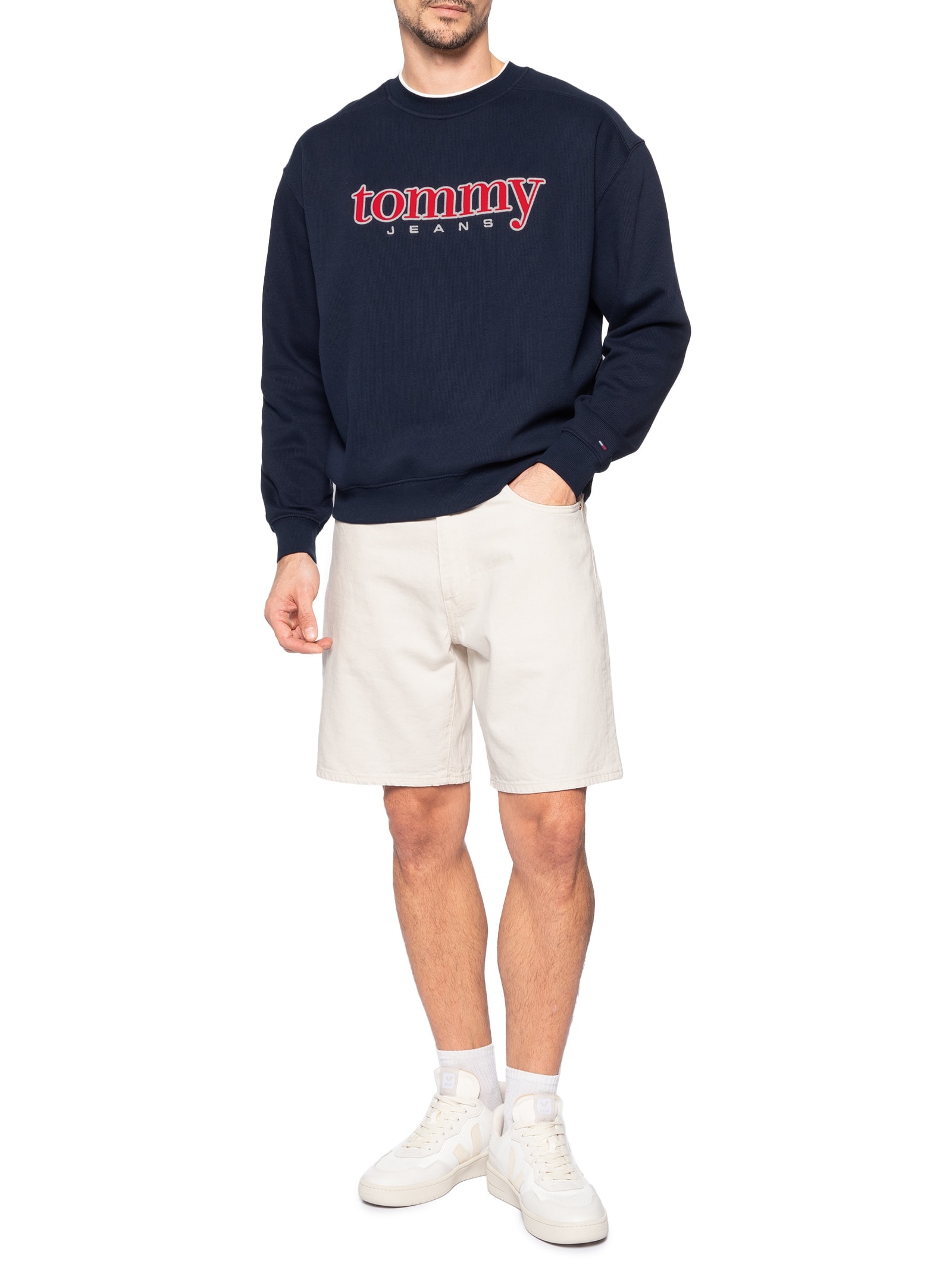 Casaco Moletom Masculino 90'S Fit Logo Bordado Aplicado Azul Tommy Jeans