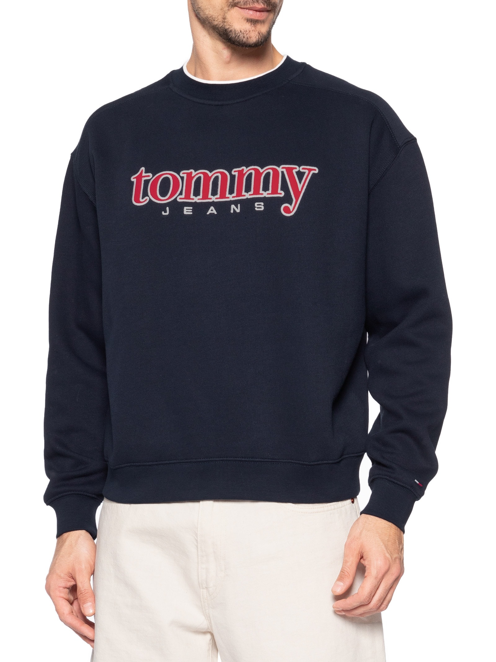 Casaco Moletom Masculino 90'S Fit Logo Bordado Aplicado Azul Tommy Jeans