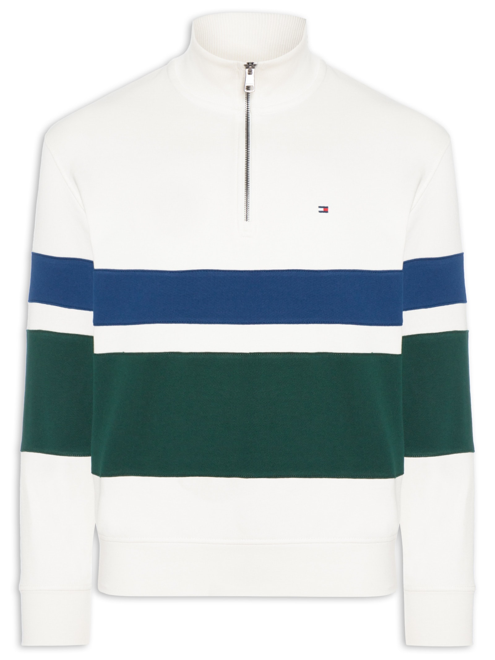 Casaco Moletom Masculino Gola Alta Meio Zíper Country Club Branco Tommy Hilfiger