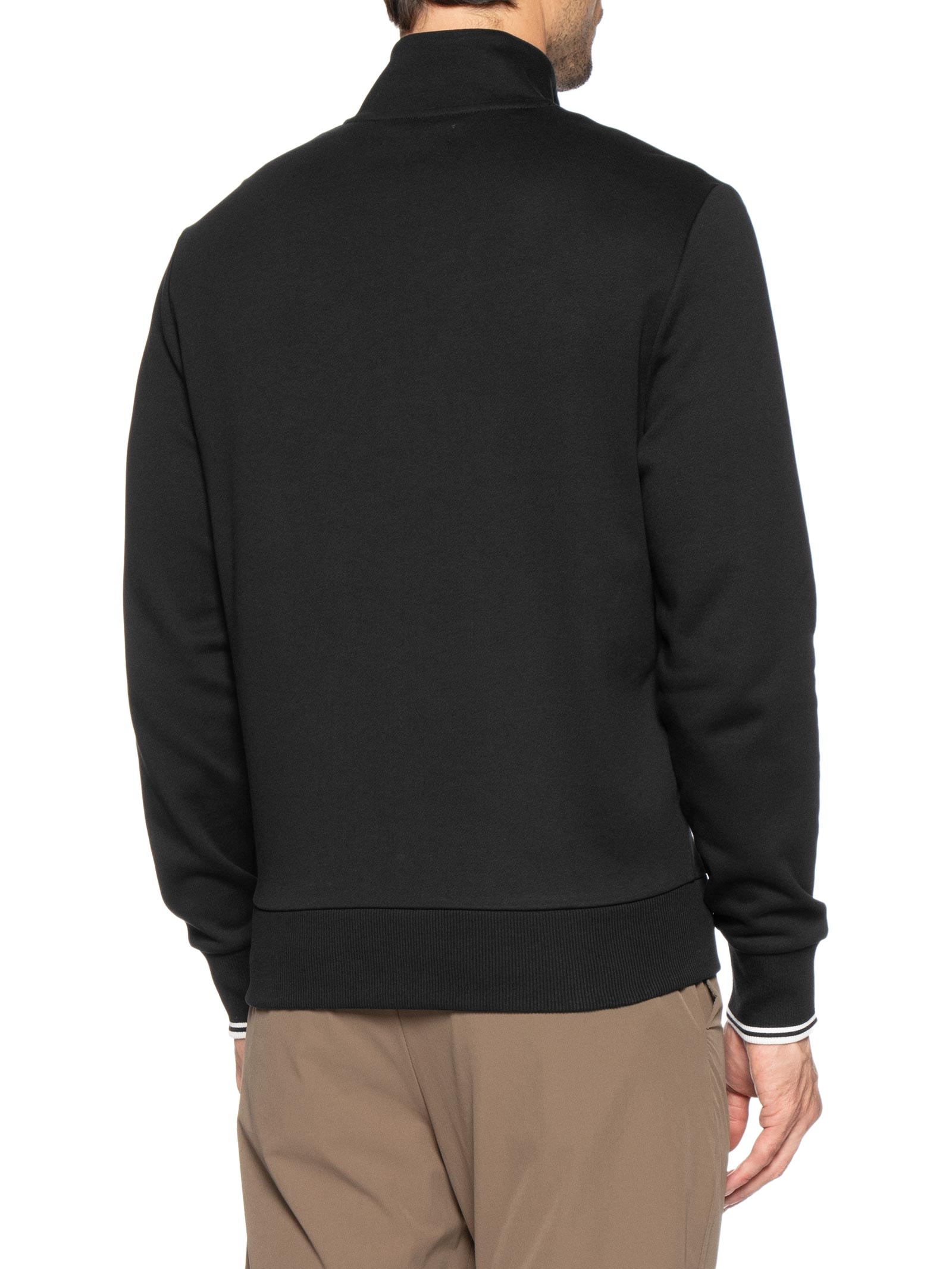 Casaco Moletom Masculino Regular Fit Meio Zíper Preto Fred Perry