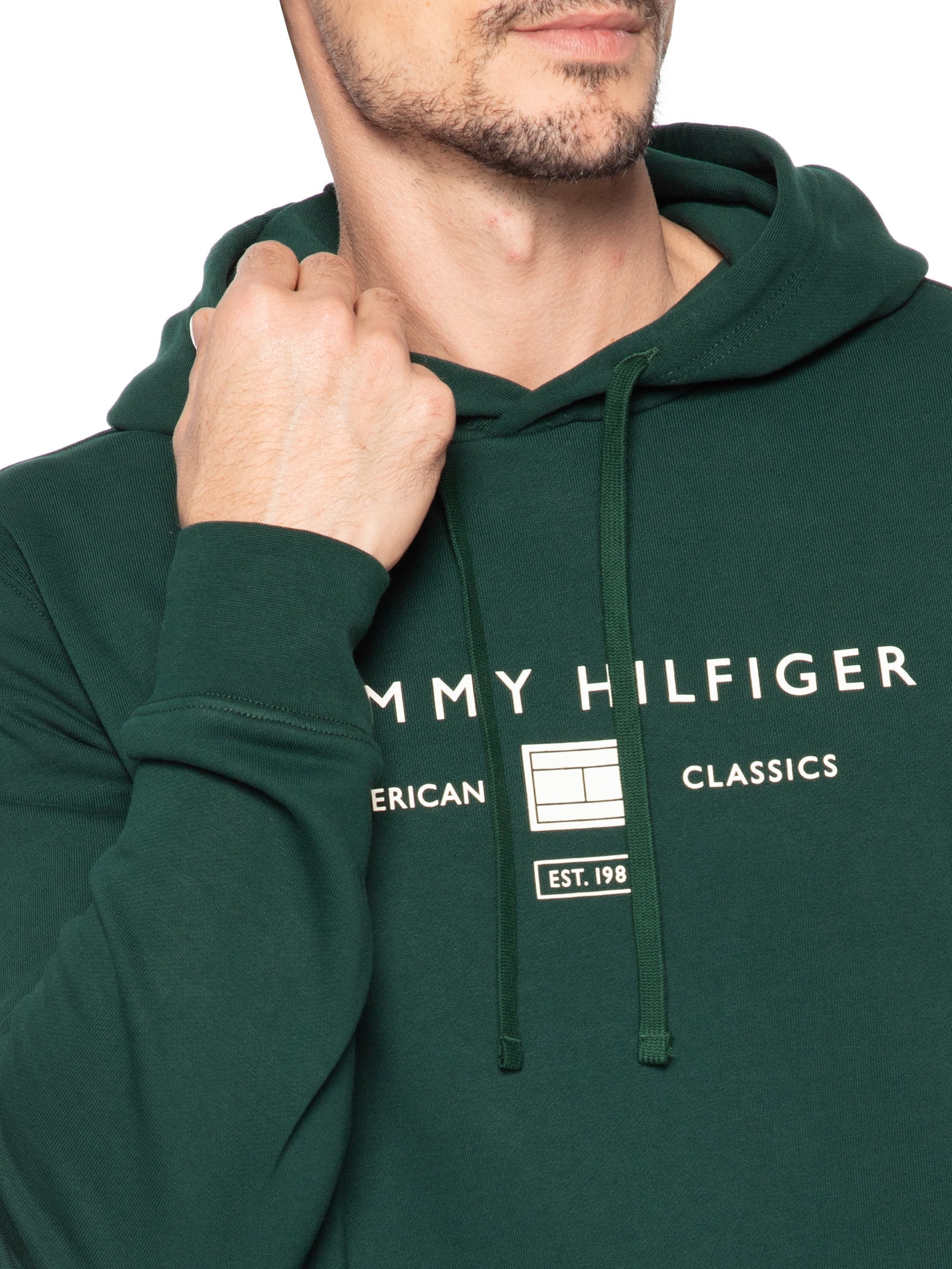 Casaco Moletom Masculino Sem Felpa Com Capuz Brand Love Verde Tommy Hilfiger