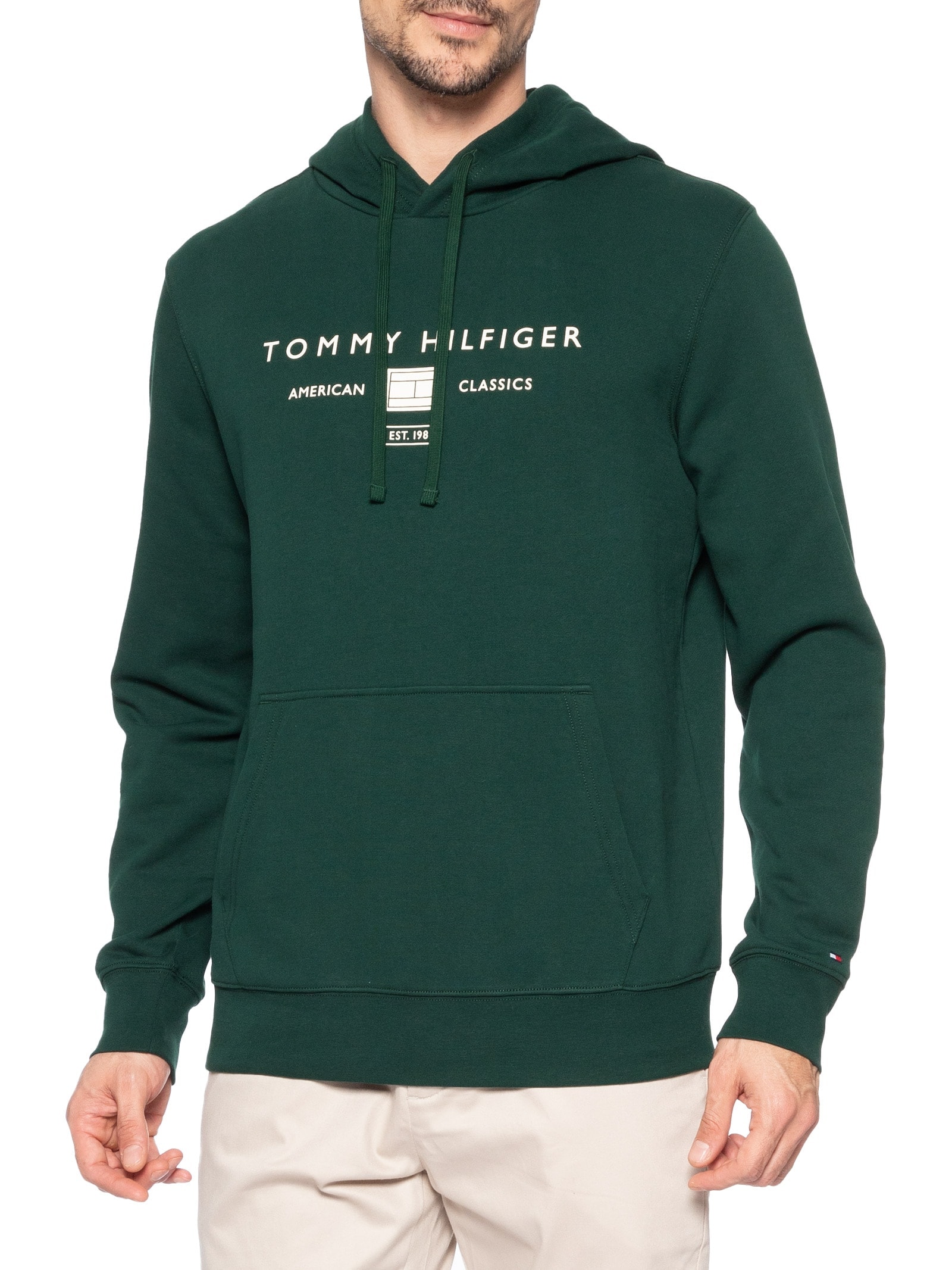 Casaco Moletom Masculino Sem Felpa Com Capuz Brand Love Verde Tommy Hilfiger