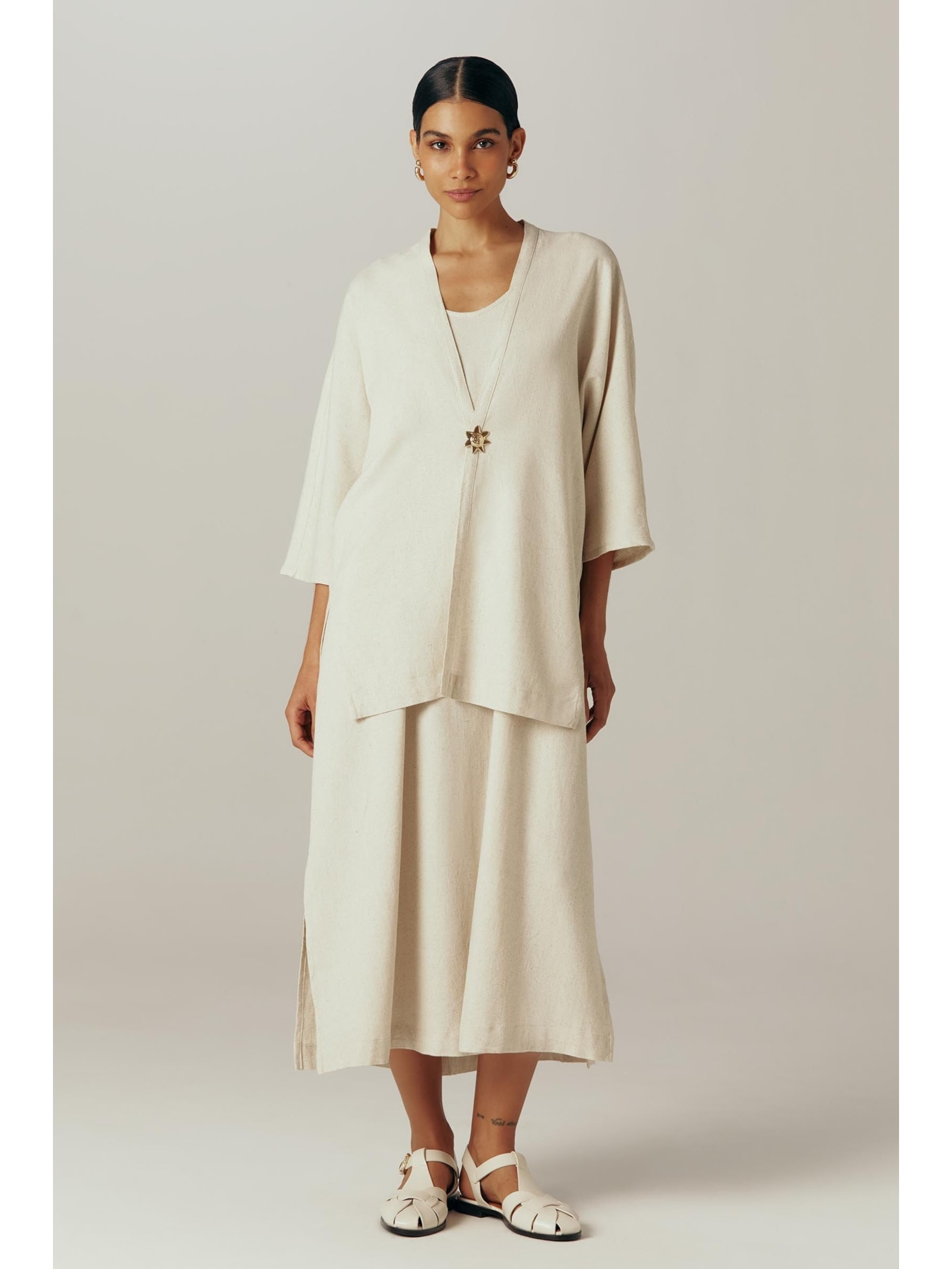 Casaco Off White Linho Niyati Yogini