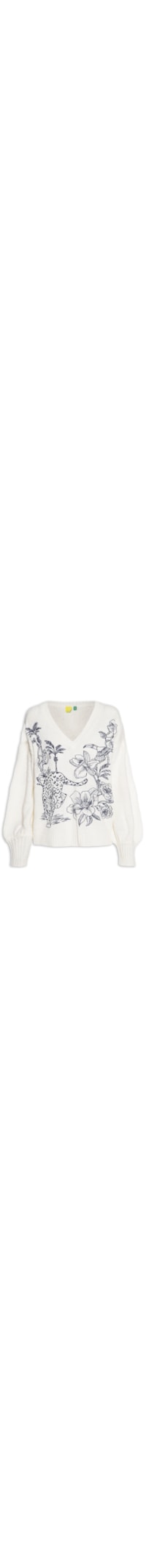 Casaco Pullover Feminino Tricot Bordado Delicadeza – Off White