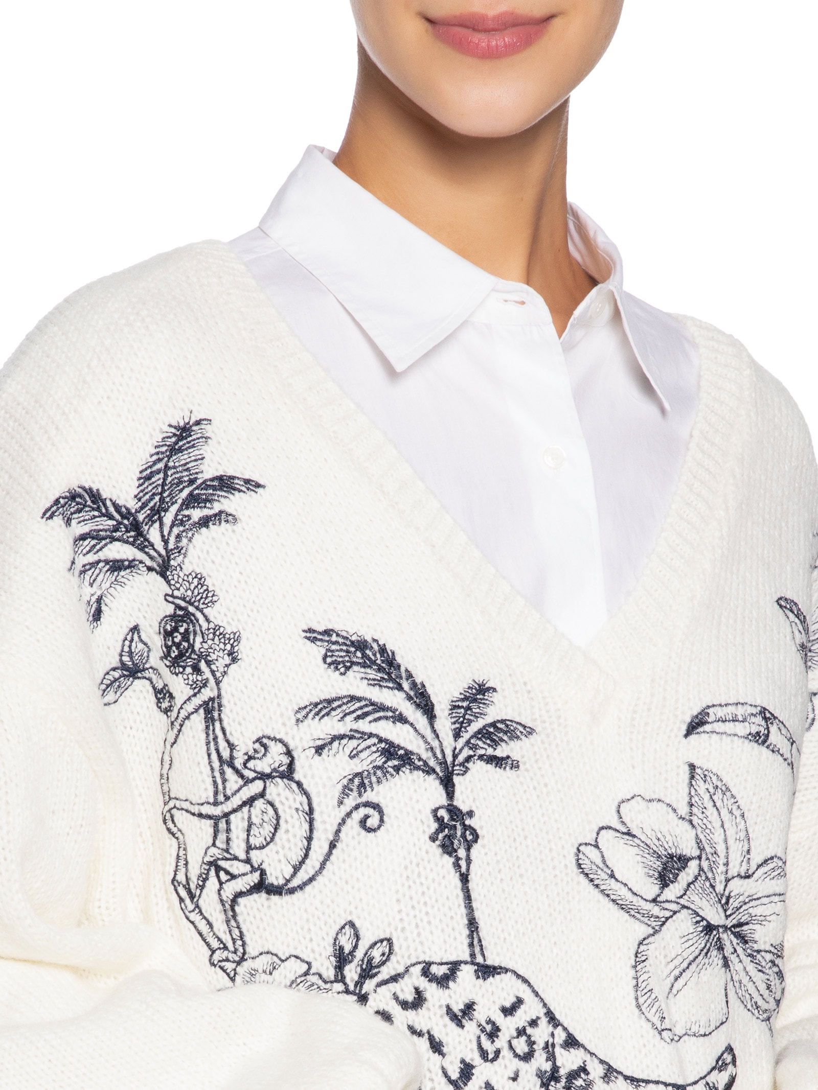 Casaco Pullover Feminino Tricot Bordado Delicadeza – Off White Farm