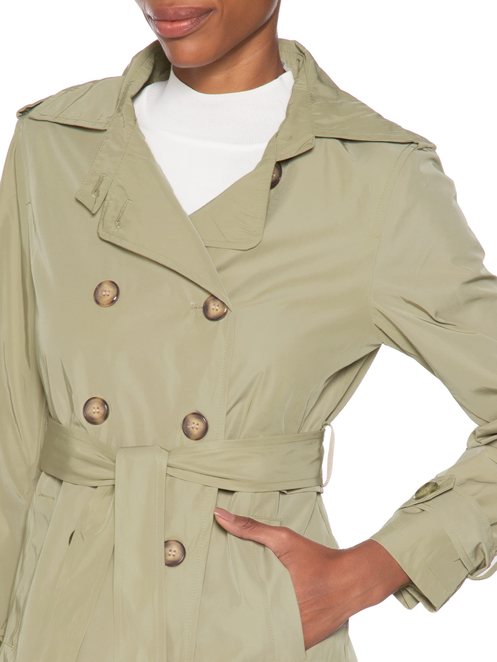 Casaco Trench Coat Feminino Alongado Destacável Bege  Basiq