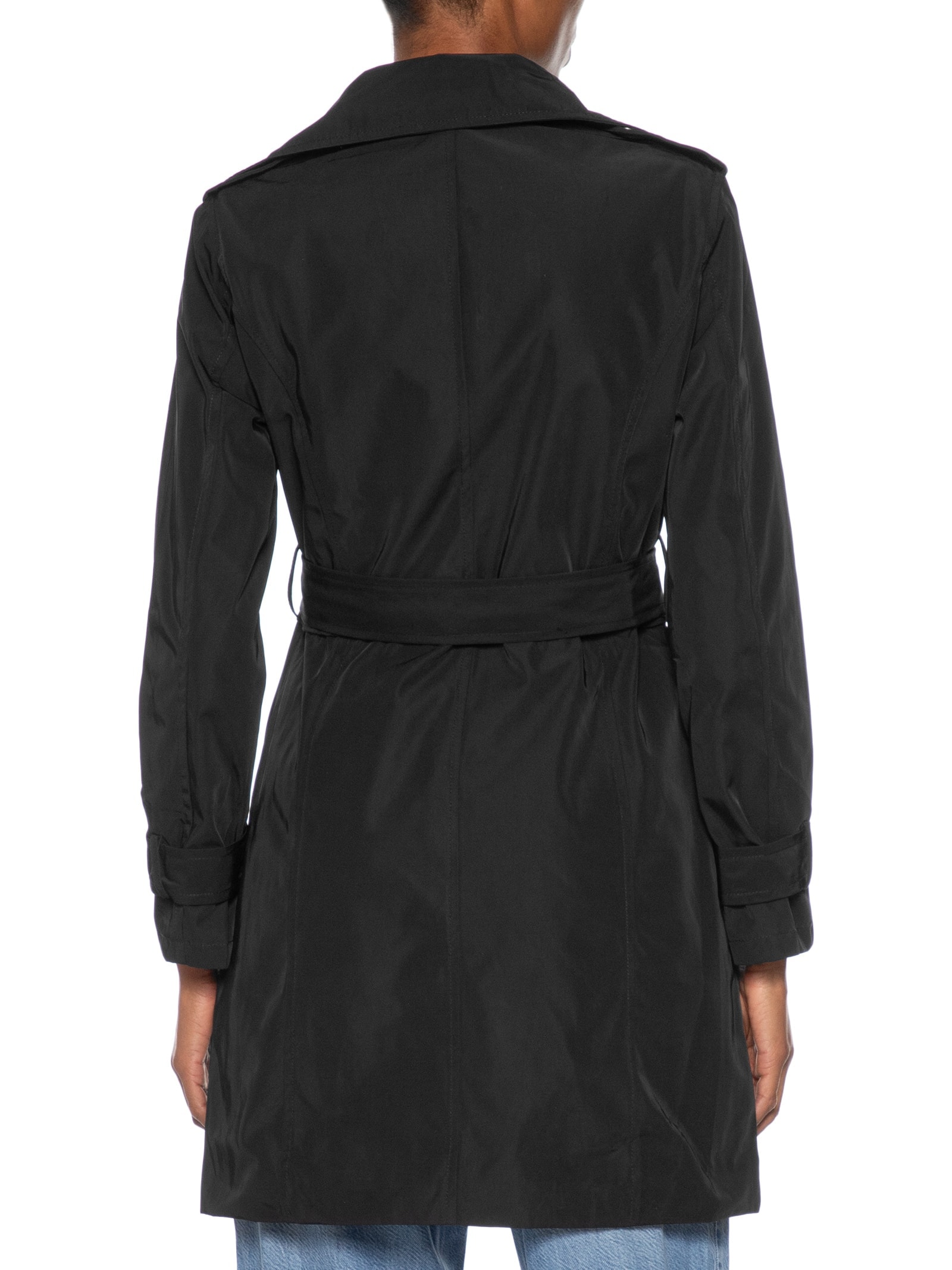 Casaco Trench Coat Feminino Alongado Destacável Preto Basiq