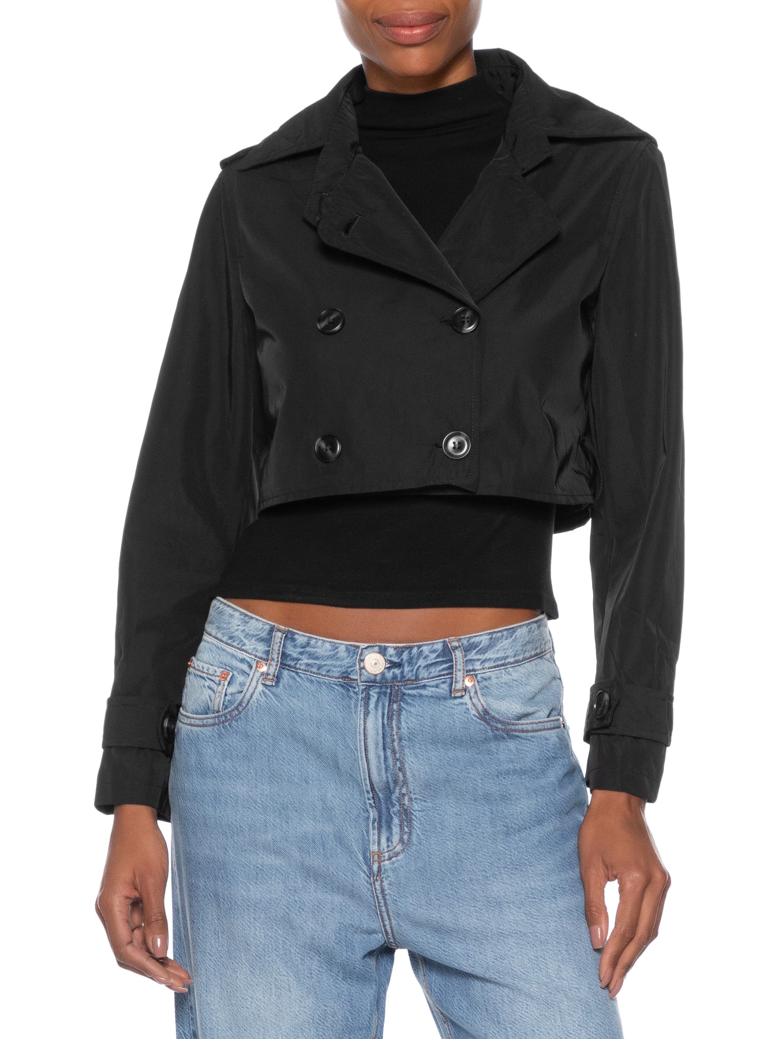 Casaco Trench Coat Feminino Alongado Destacável Preto Basiq