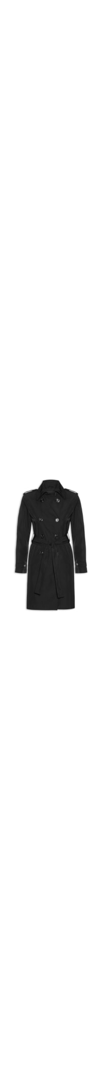 Casaco Trench Coat Feminino Alongado Destacável - Preto