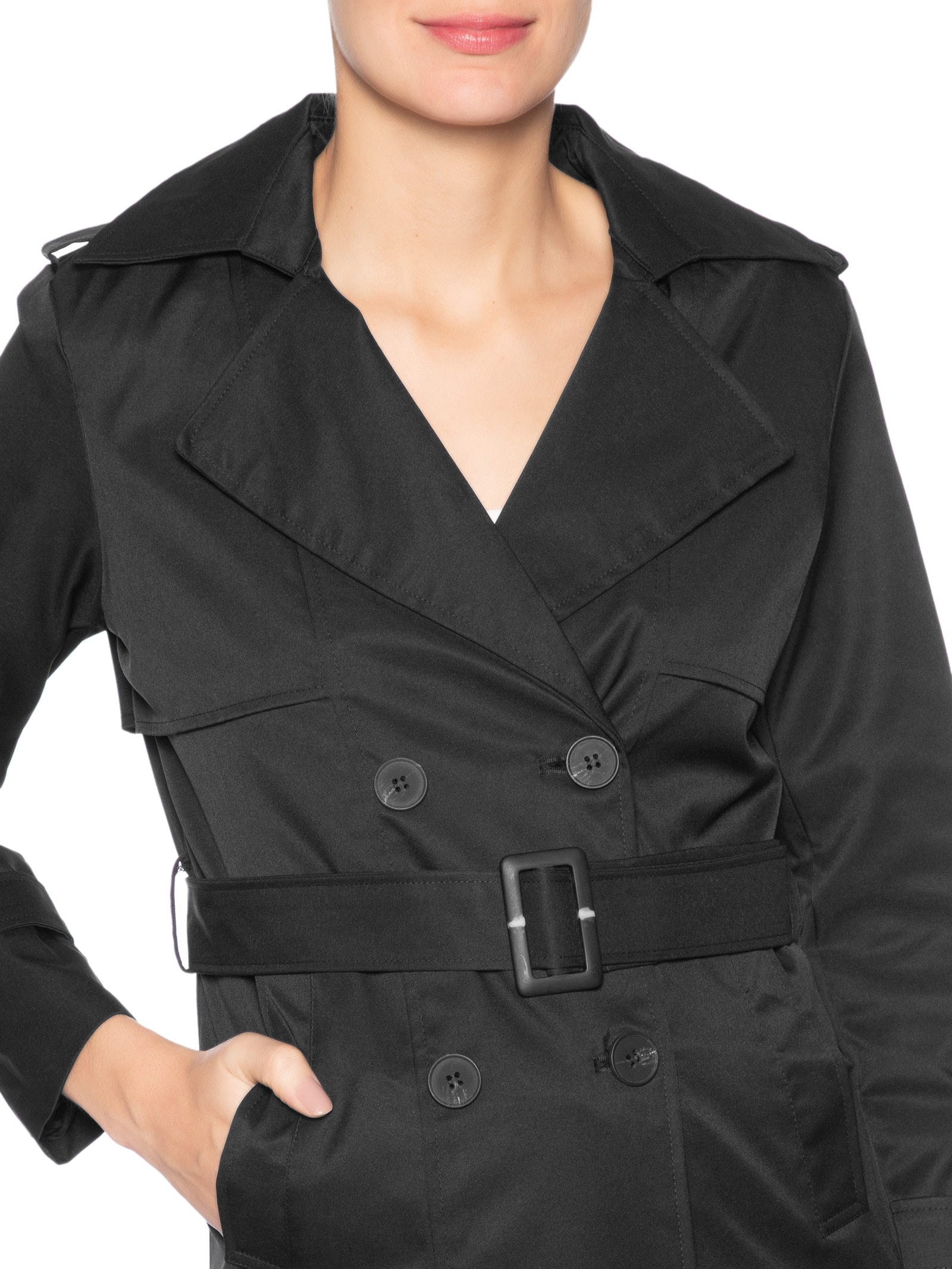 Casaco Trench Coat Feminino Preto Market 33