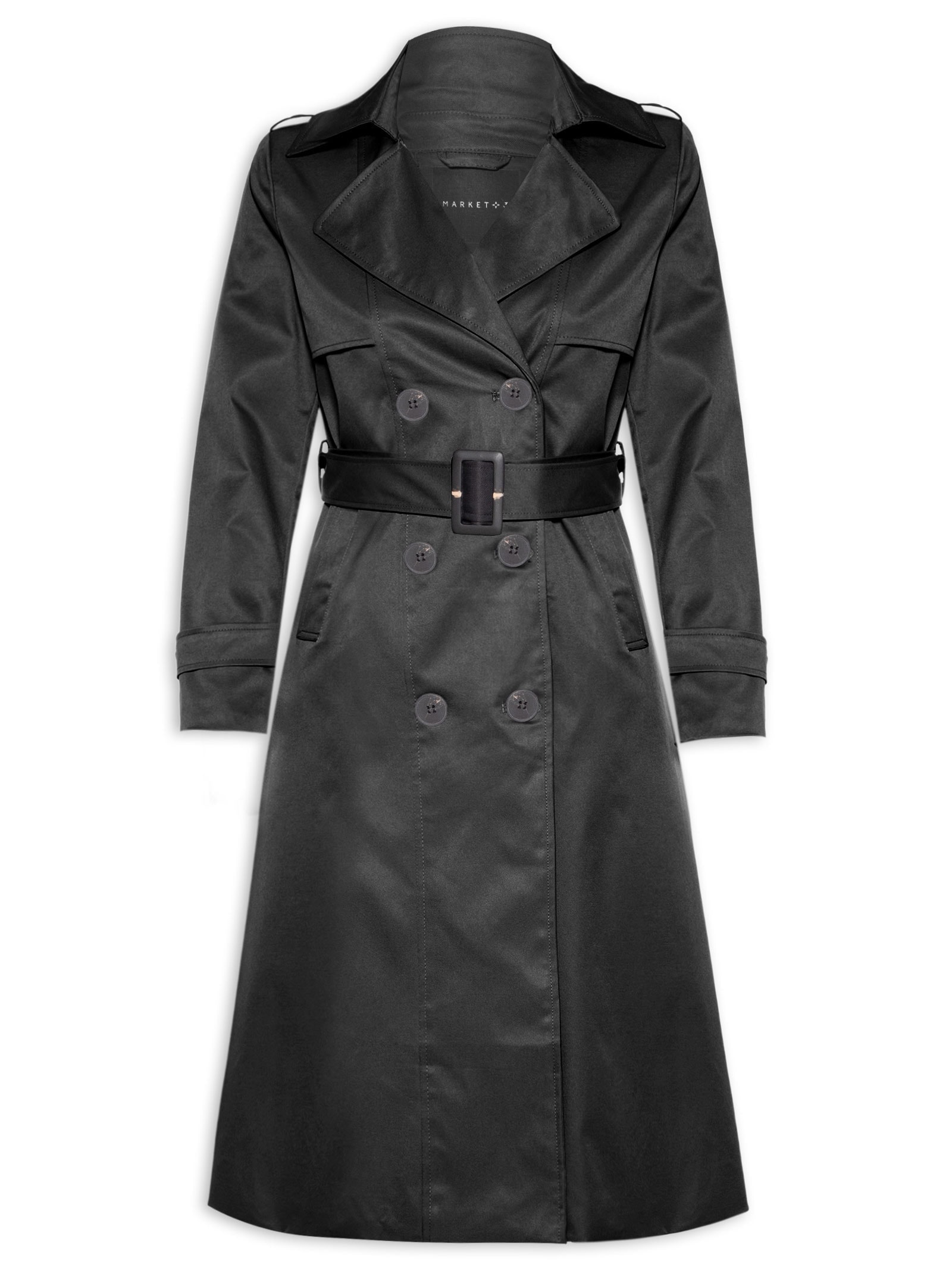 Casaco Trench Coat Feminino Preto Market 33