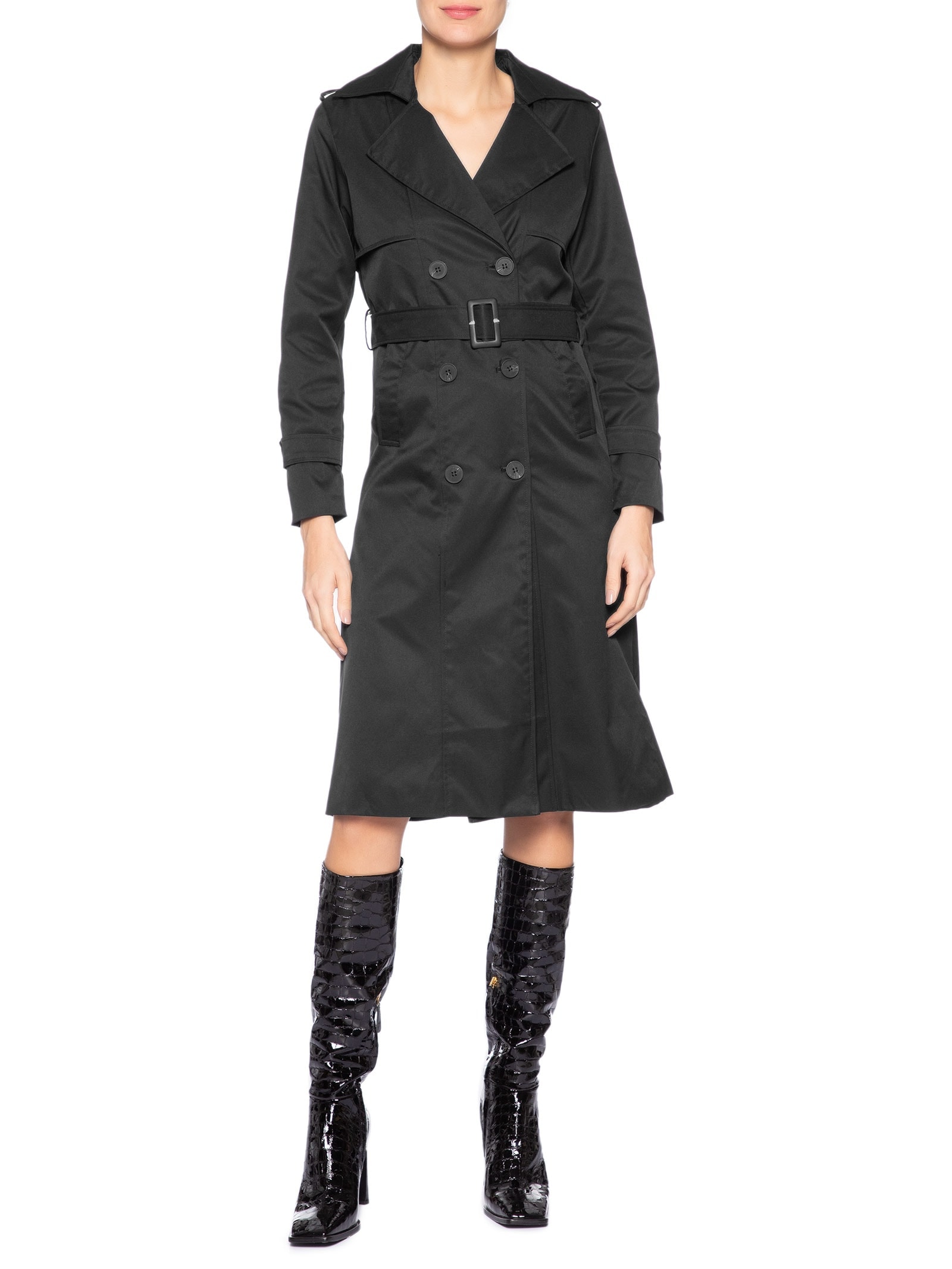 Casaco Trench Coat Feminino Preto Market 33