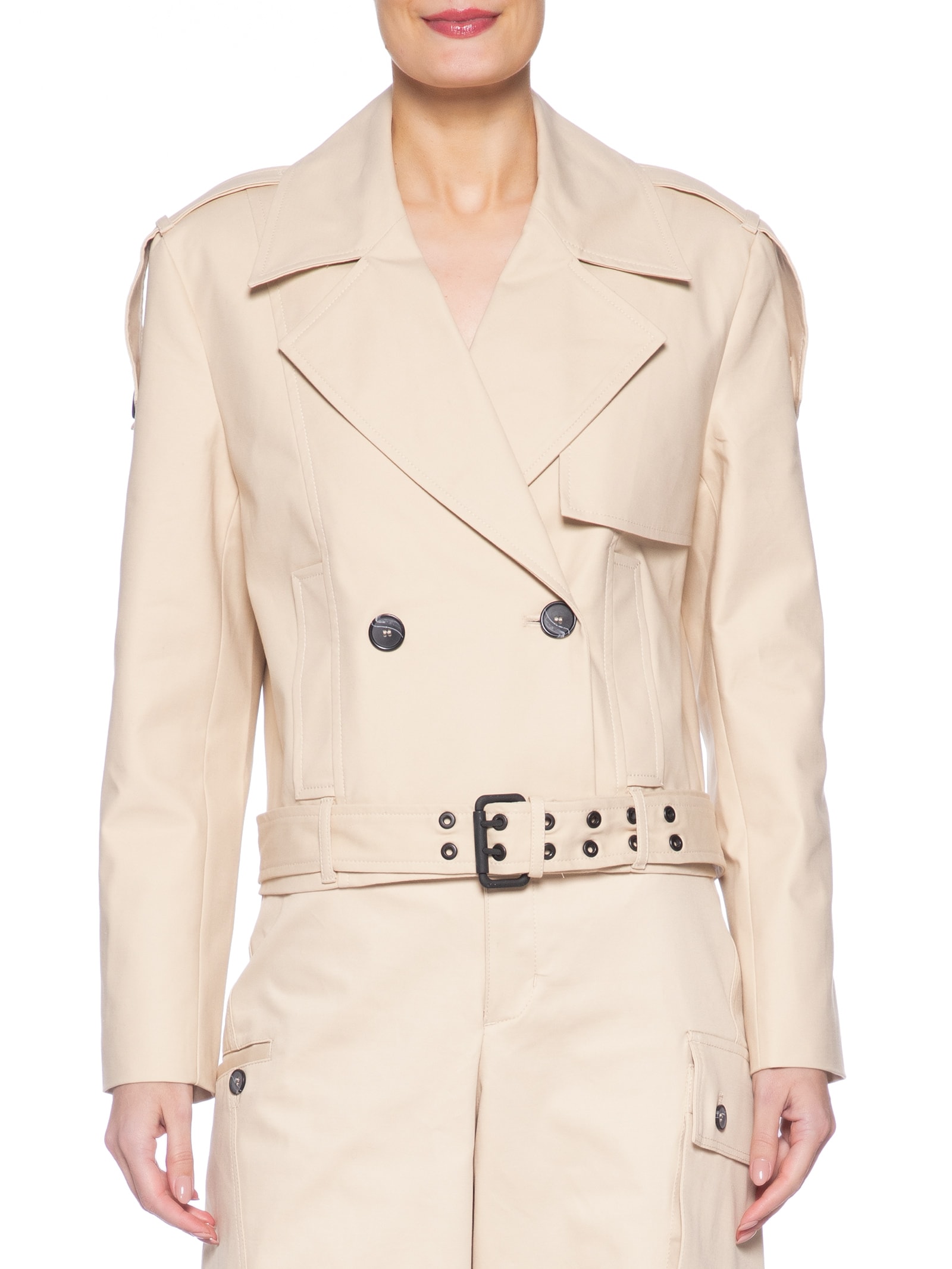 Casaco Trench Feminino Curto Bege Animale