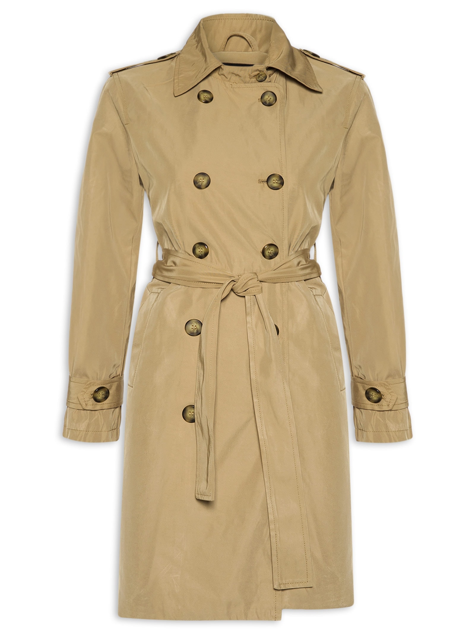 Casaco Trent Coat Feminino Alongado Destacável Bege Basiq