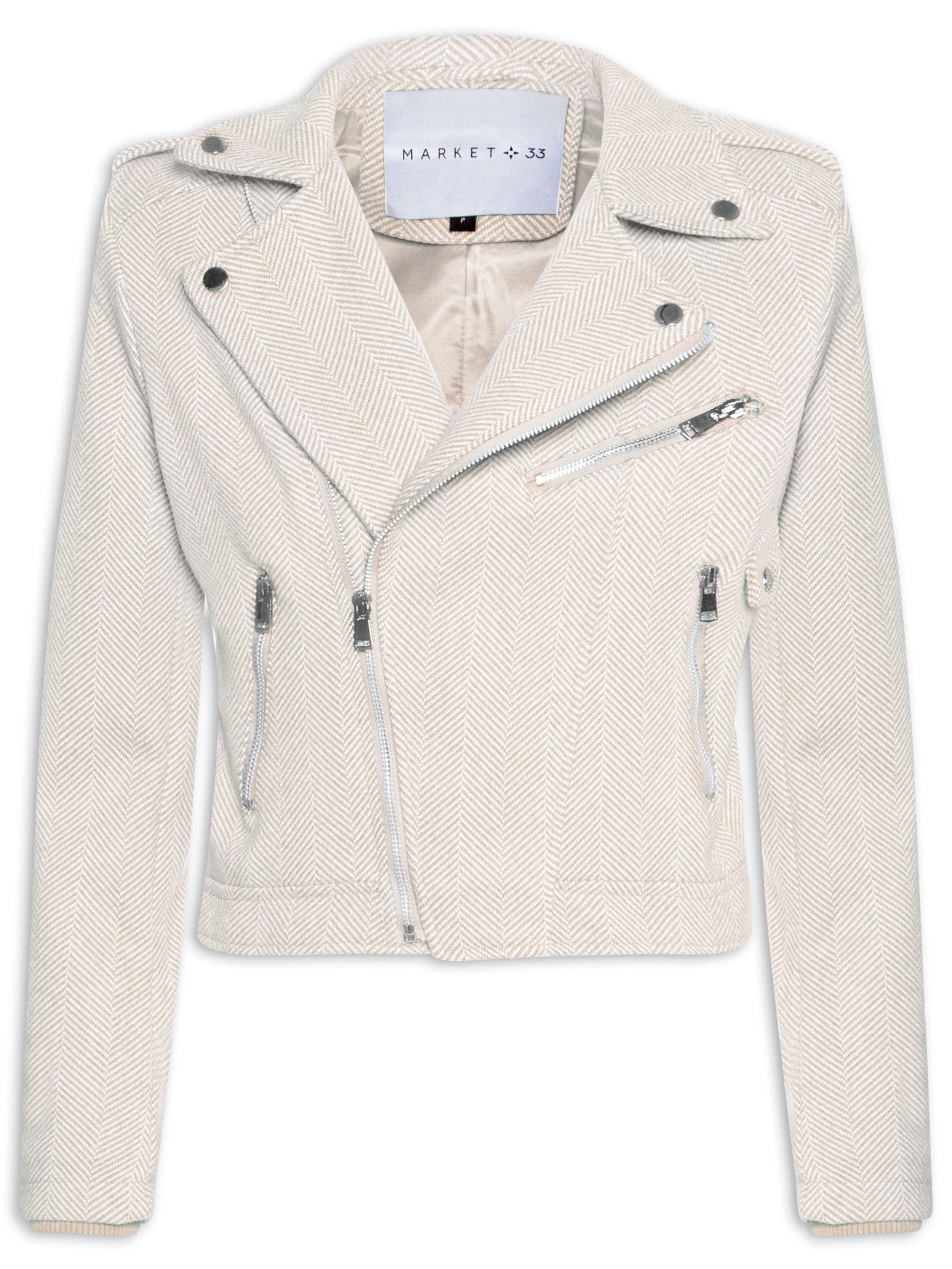 Casaqueto Feminino Com Zíper Diagonal Off White Market 33
