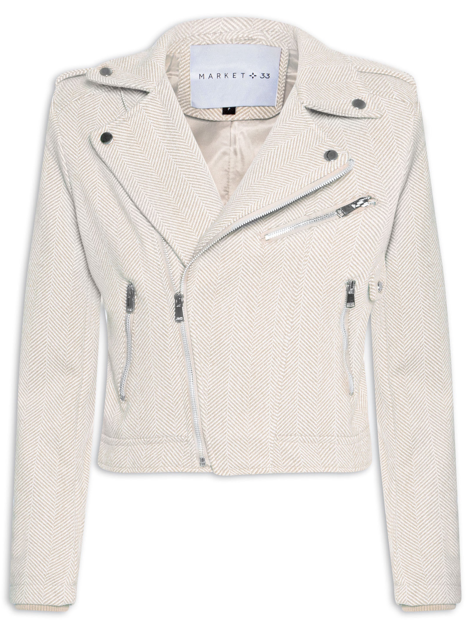 Casaqueto Feminino Com Zíper Diagonal Off White Market 33