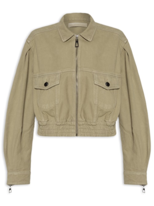 Casaqueto Feminino Franzido Costas De Sarja – Bege