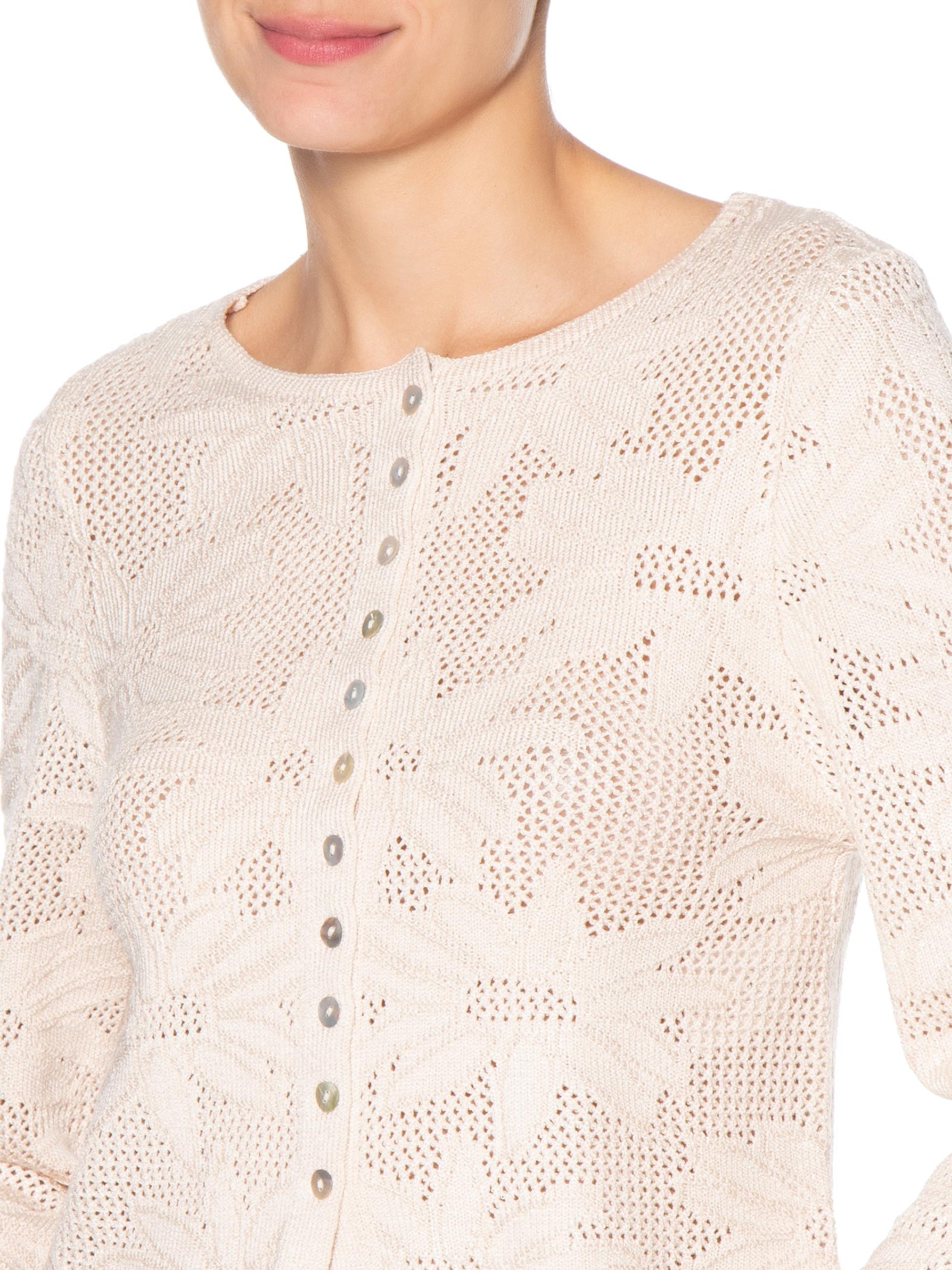 Casaqueto Feminino Tricot Jacquard Floral Off White Dress To