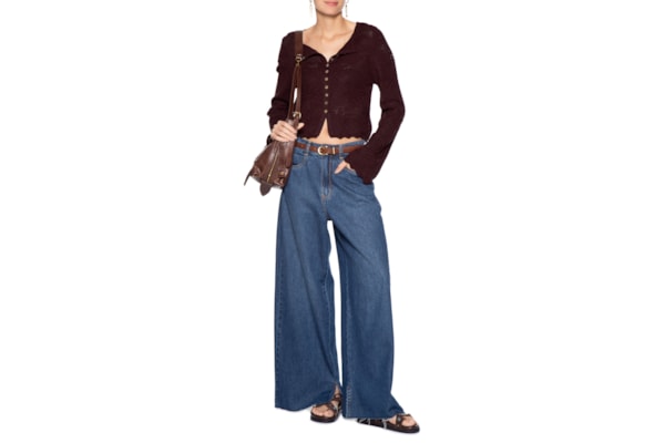 Casaqueto Feminino Tricot Jacquard Floral - Vermelho