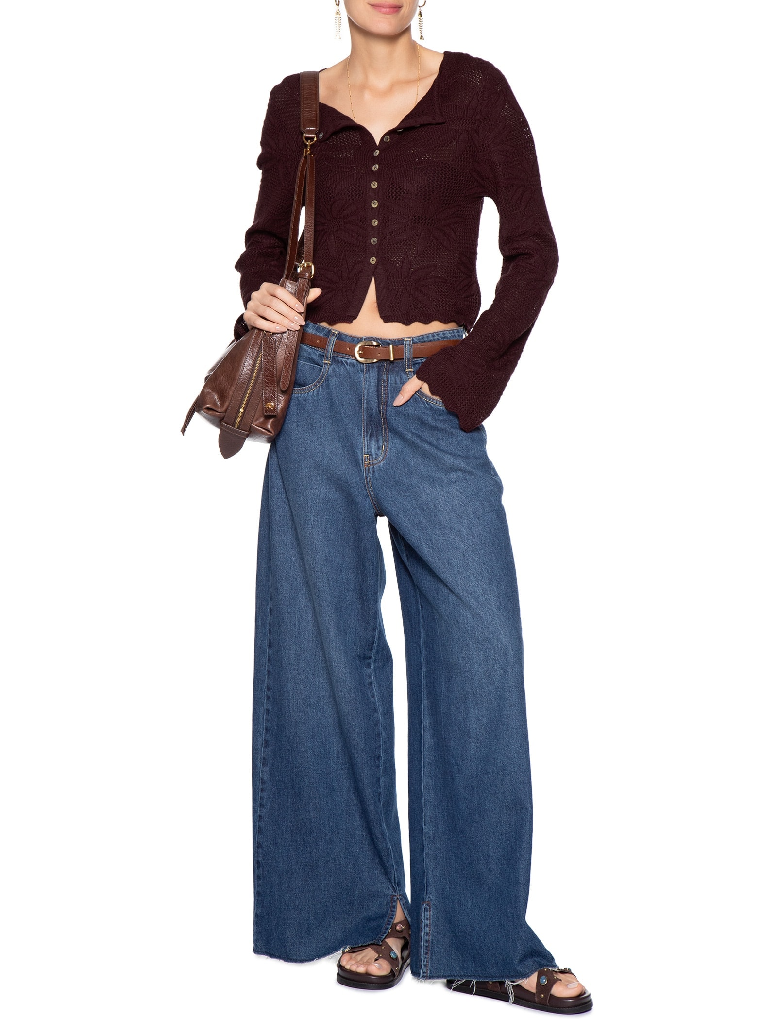 Casaqueto Feminino Tricot Jacquard Floral Vermelho Dress To