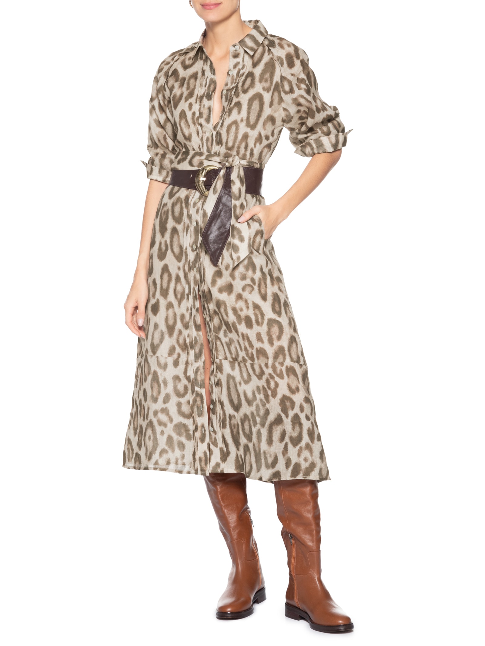 Chamise Feminina Silvana Onça Marrom Le Lis