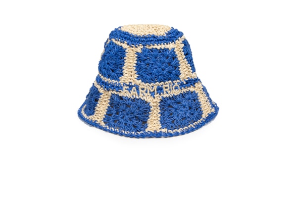 Chapéu Bucket Feminino Artesanal Ráfia - Azul