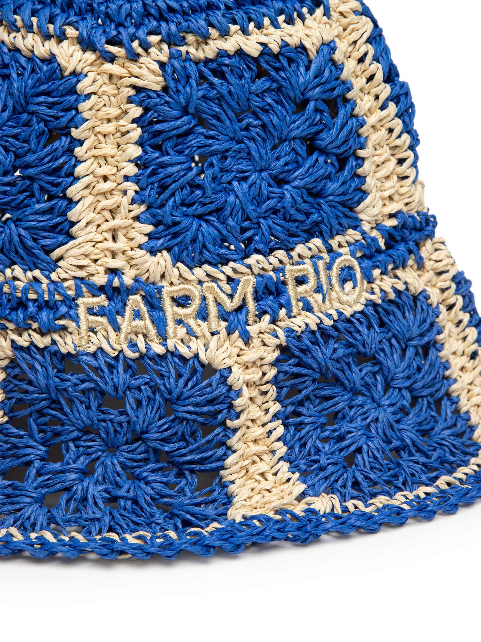 Chapéu Bucket Feminino Artesanal Ráfia Azul Farm Etc