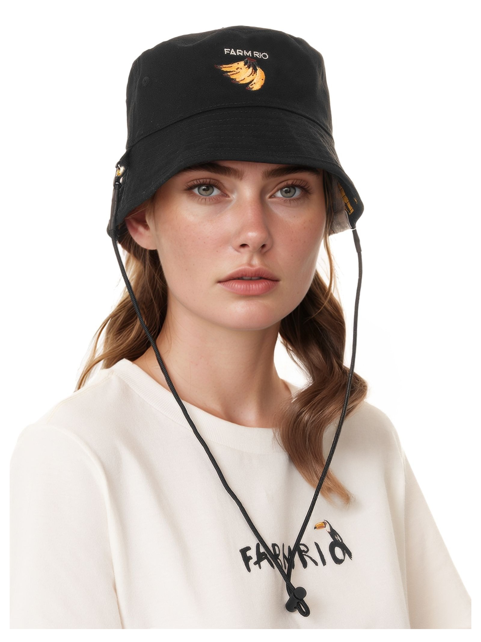 Chapéu Feminino Bucket Bossa Banana Preto Farm Etc