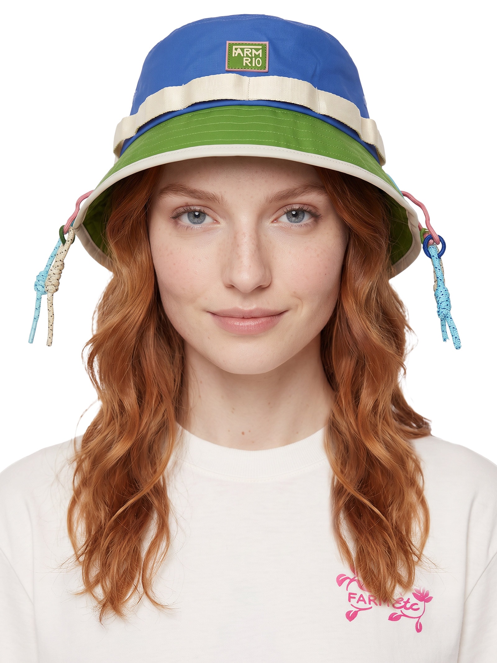 Chapéu Feminino Bucket Colorblock Cardume Azul Farm Etc