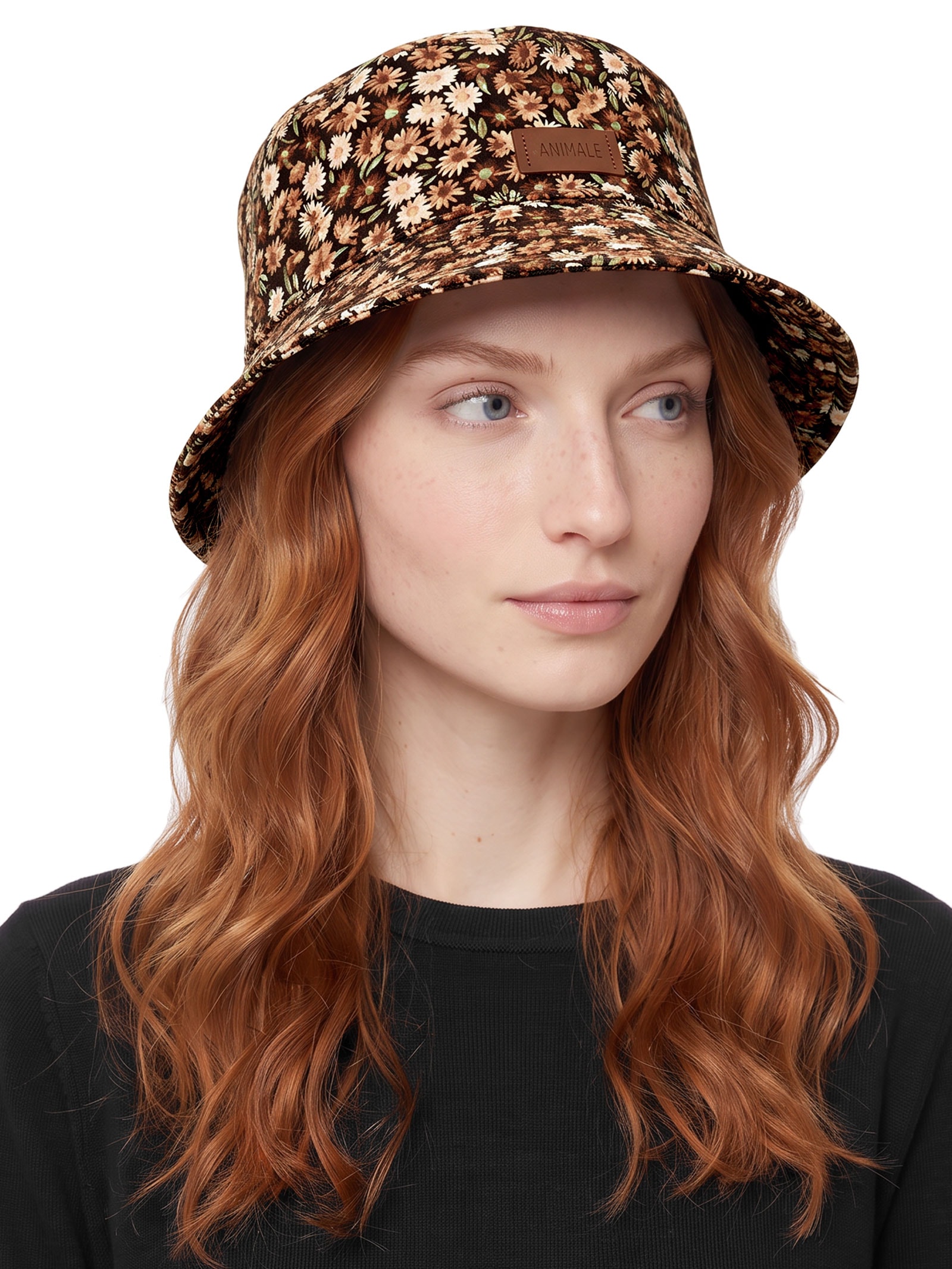 Chapéu Feminino Bucket Double Face Liberty Seeds Textura Marrom Animale