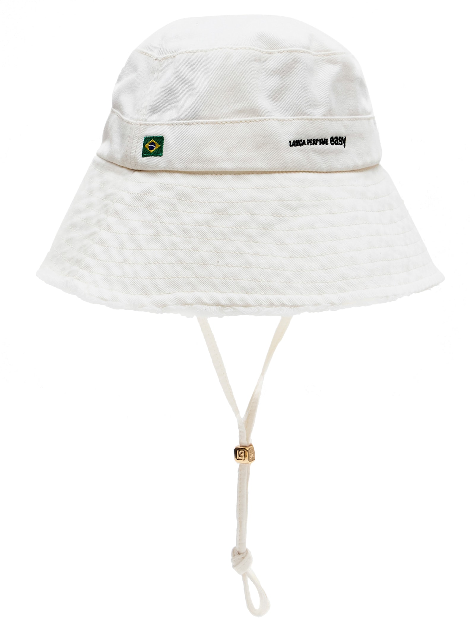 Chapéu Feminino Bucket Etiqueta Bandeira Brasil Branco Lança Perfume