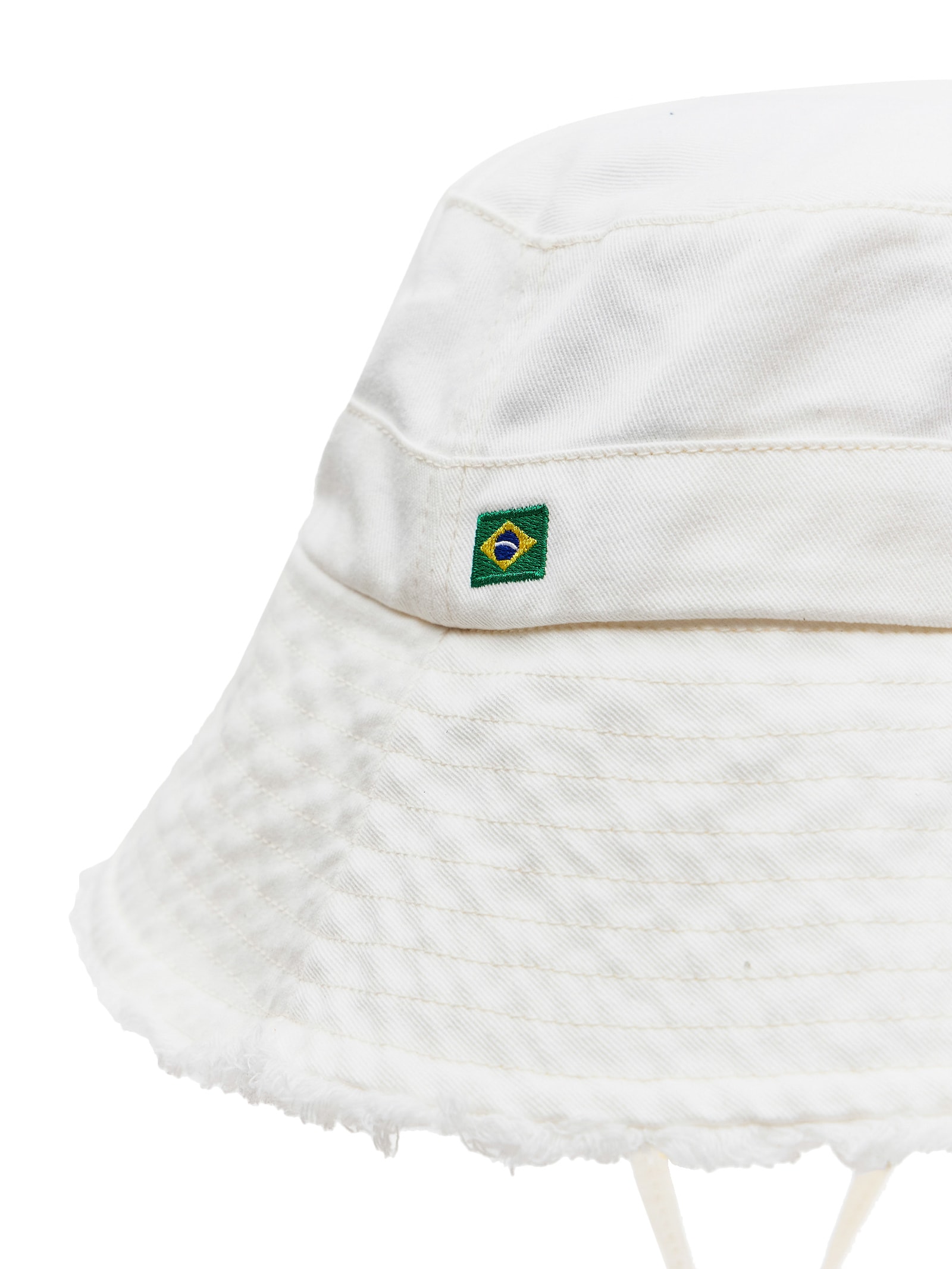 Chapéu Feminino Bucket Etiqueta Bandeira Brasil Branco Lança Perfume