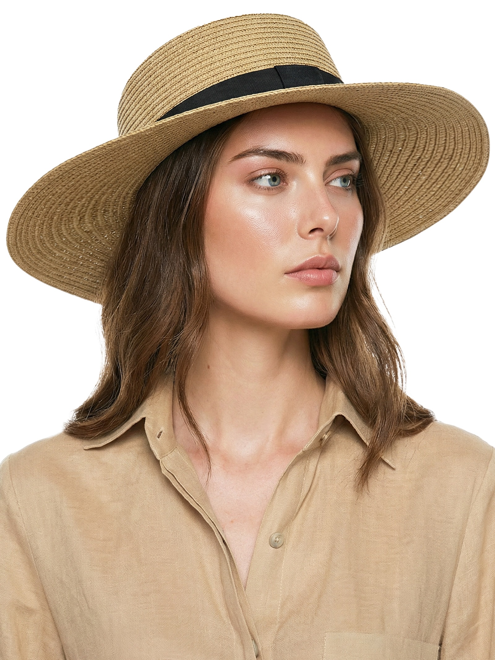 Chapéu Feminino De Palha Bege Mktbeach