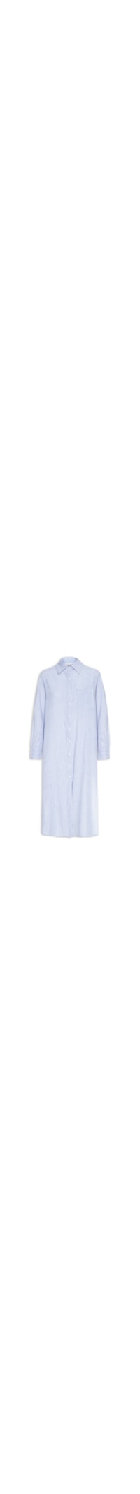 Chemise De Voil Listrada Midi Com Fenda - Azul