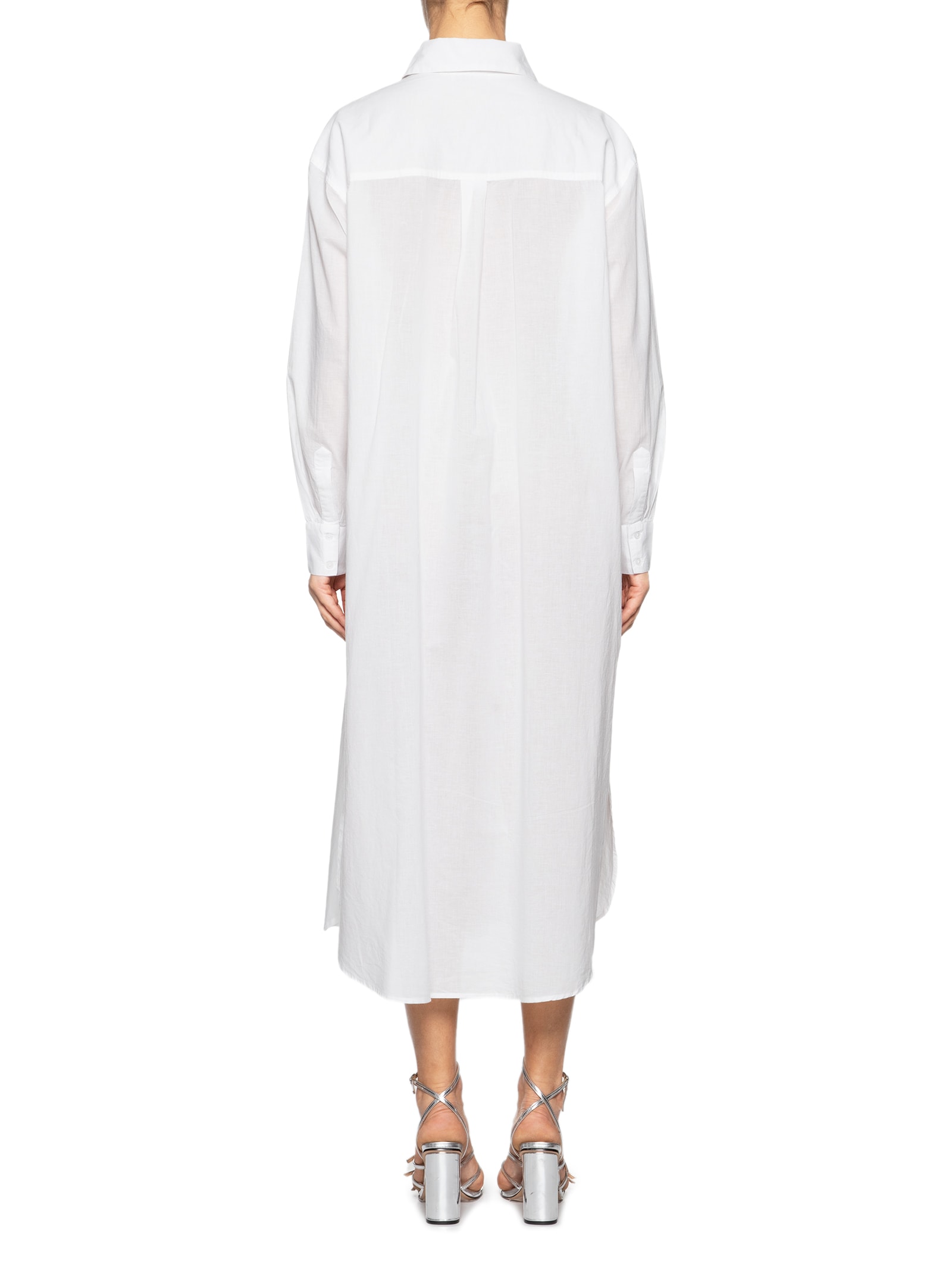 Chemise De Voil Longa Com Fendas Laterais Branco Animale Jeans