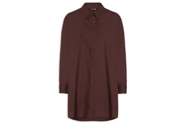 Chemise Feminina De Tricoline Curta - Marrom