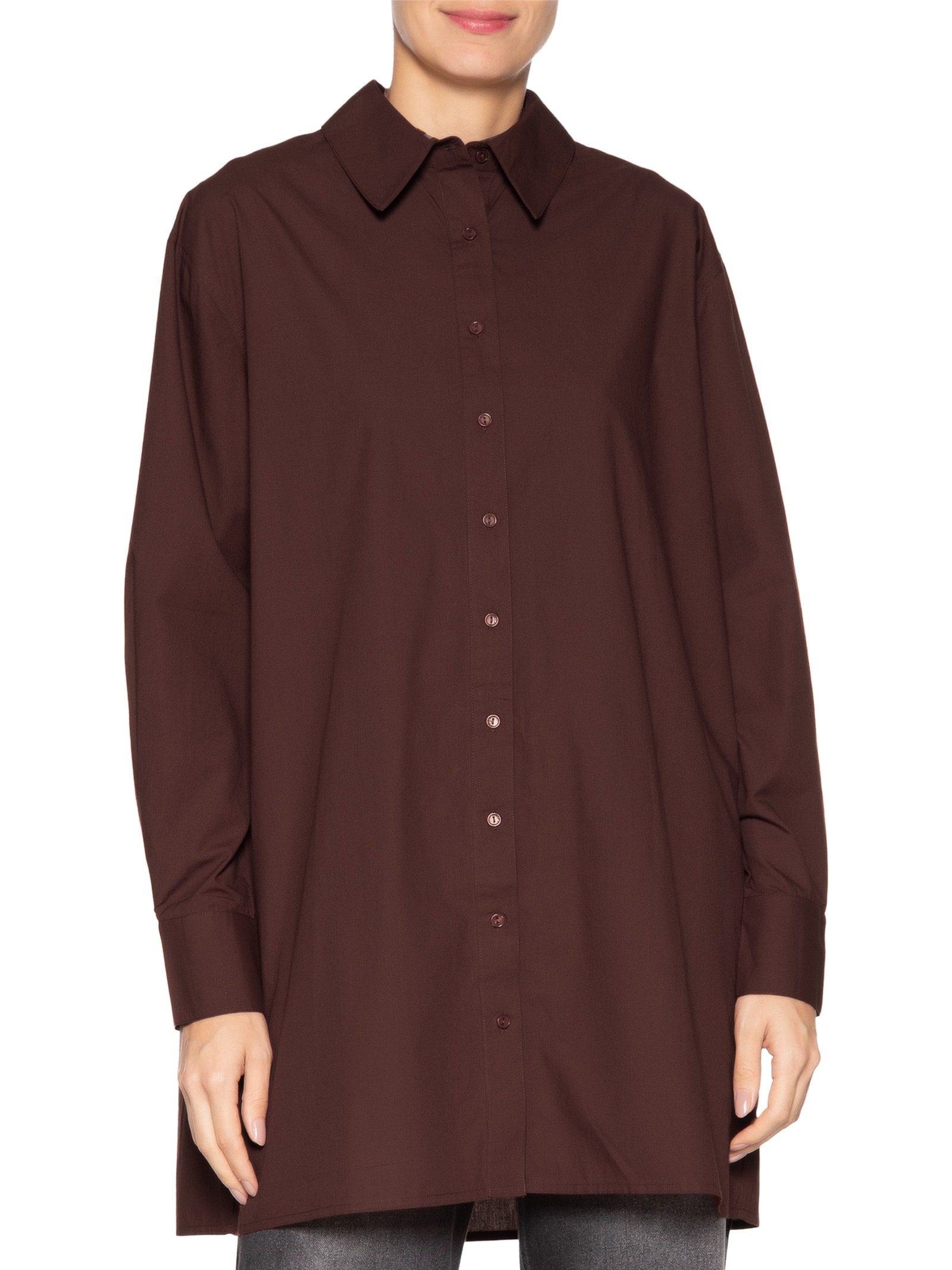 Chemise Feminina De Tricoline Curta Marrom Animale Jeans