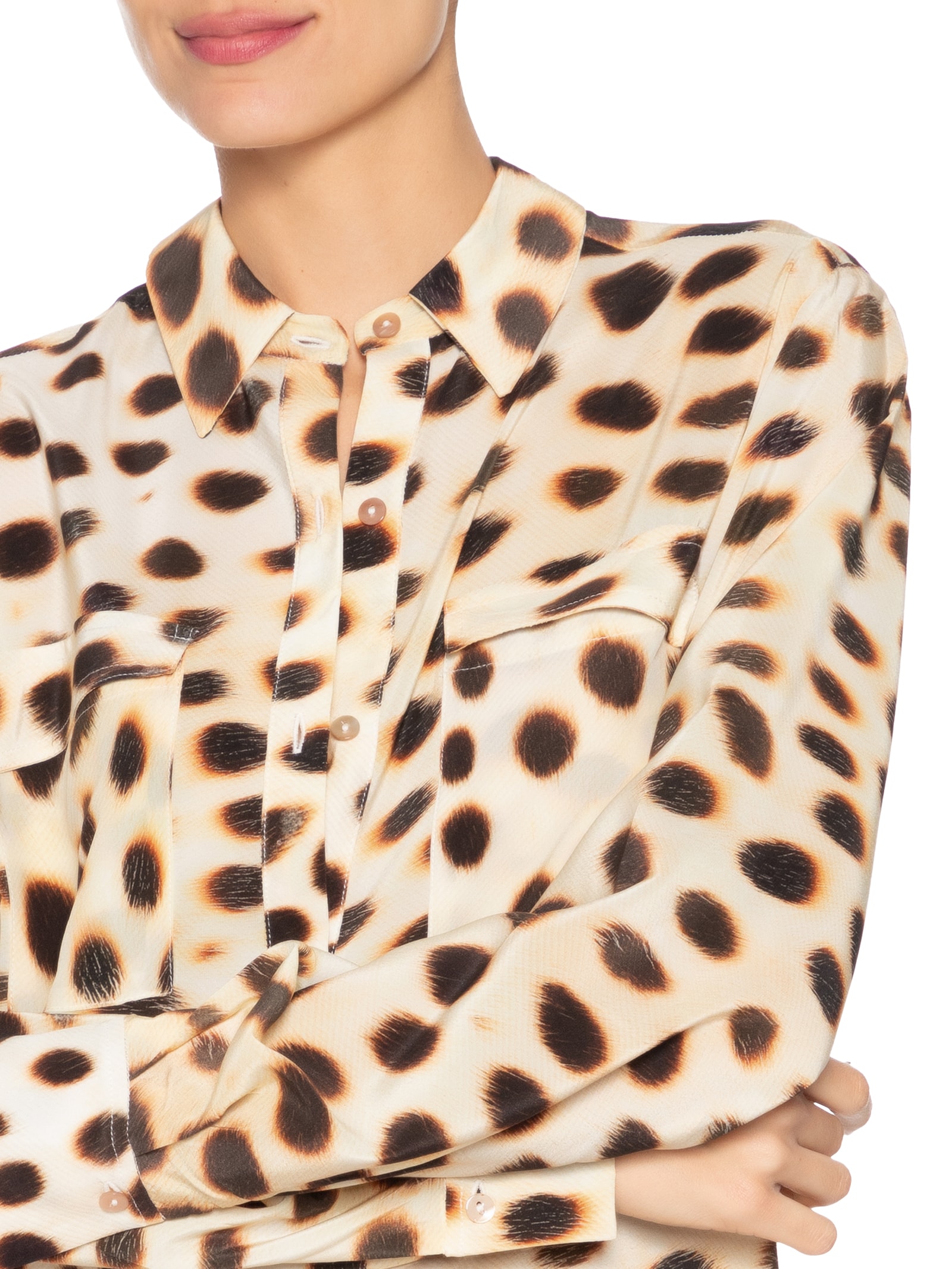 Chemise Feminino Curta Barrado Onça Penas Laranja Animale