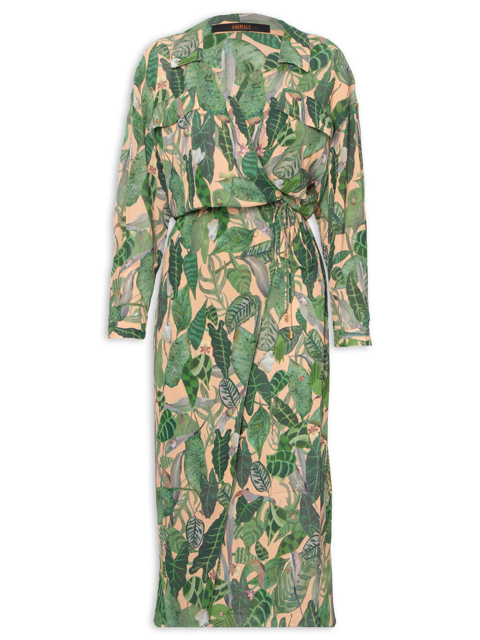 Chemise Feminino Envelope Folhagem Insetos Verde Animale