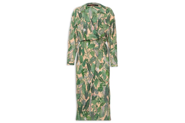 Chemise Feminino Envelope Folhagem Insetos - Verde