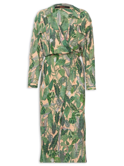 Chemise Feminino Envelope Folhagem Insetos - Verde