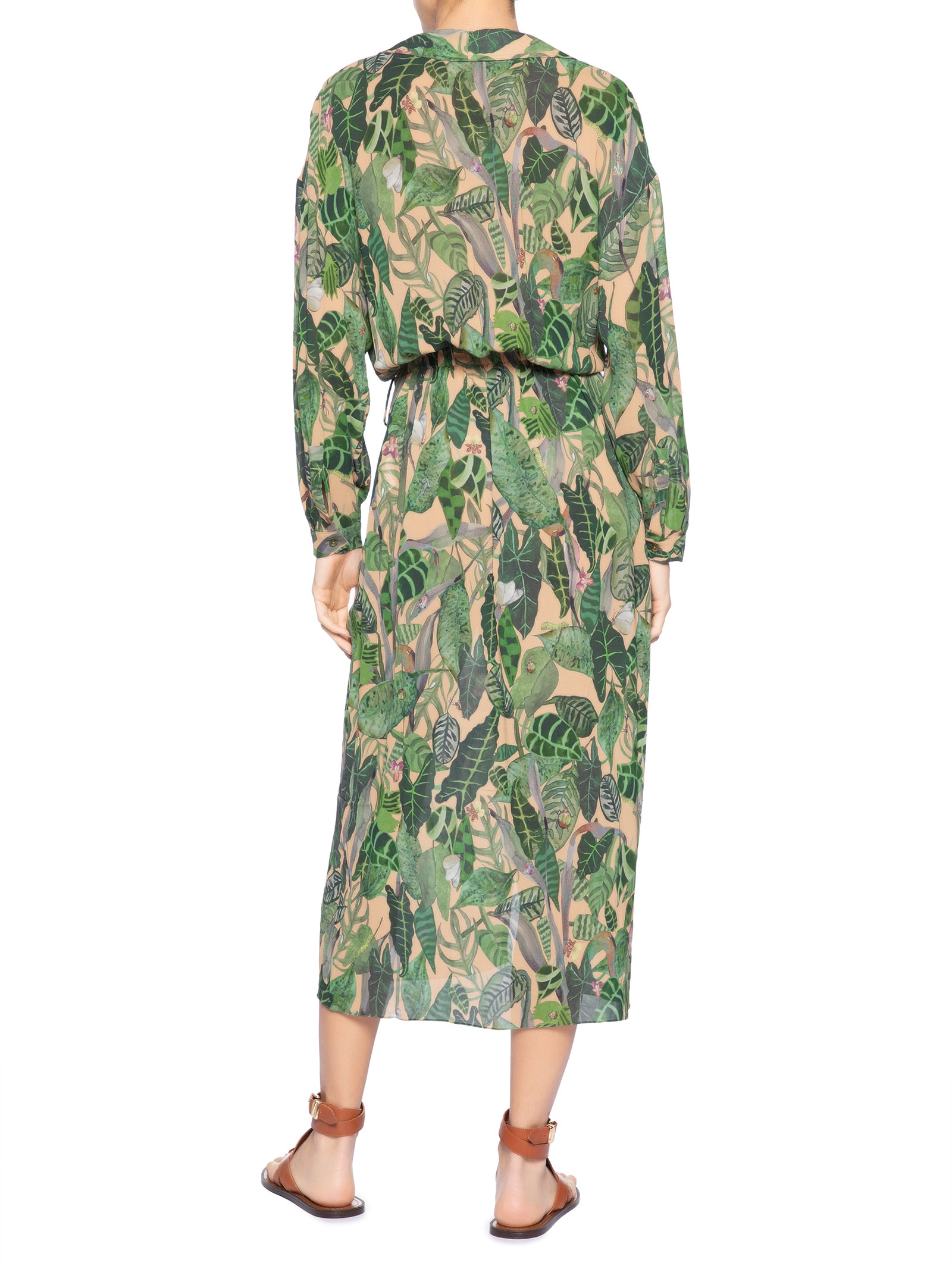 Chemise Feminino Envelope Folhagem Insetos Verde Animale