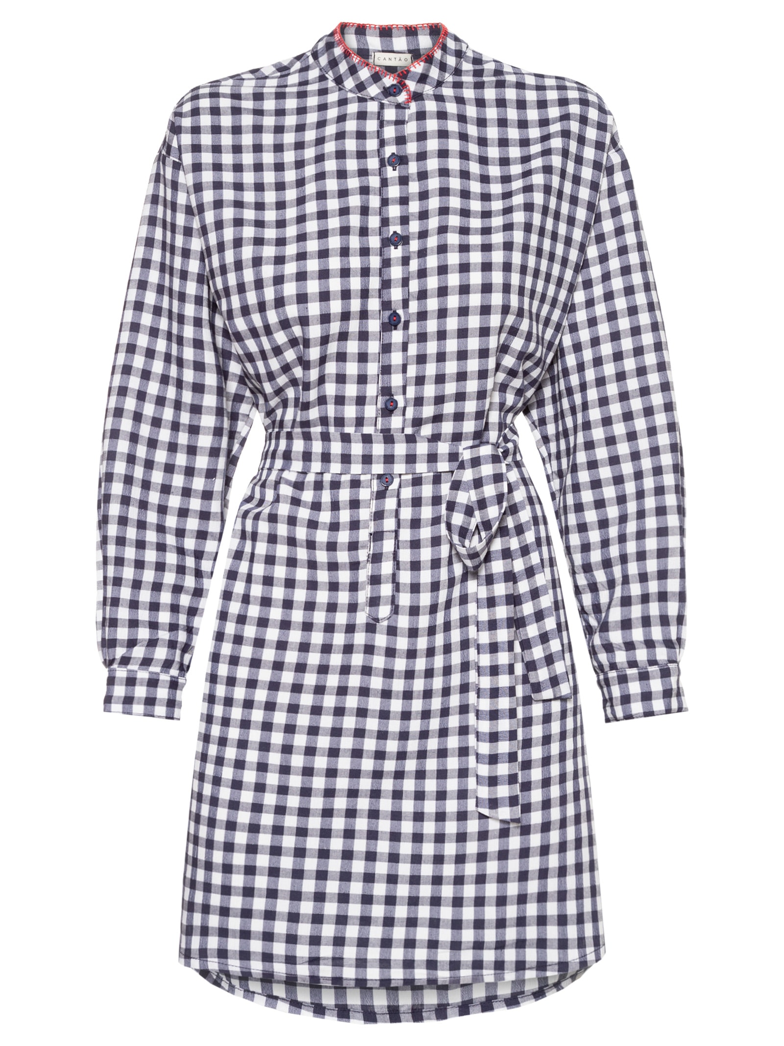 Cantão - Chemise Padrão Vichy Amassadinho - Azul